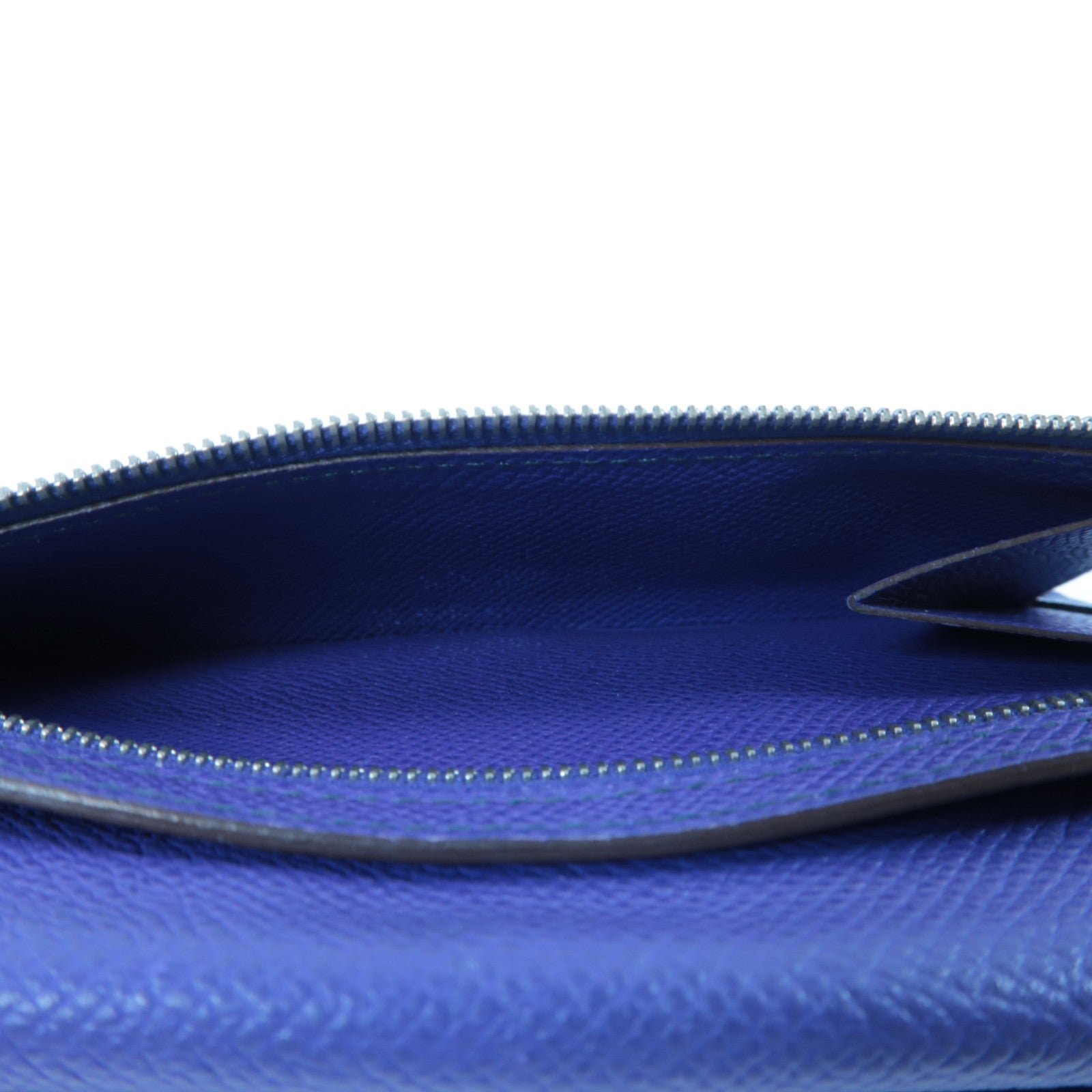 HERMES 【激減優惠】Epsom皮革Bearn Long Wallet銀扣長錢包藍色