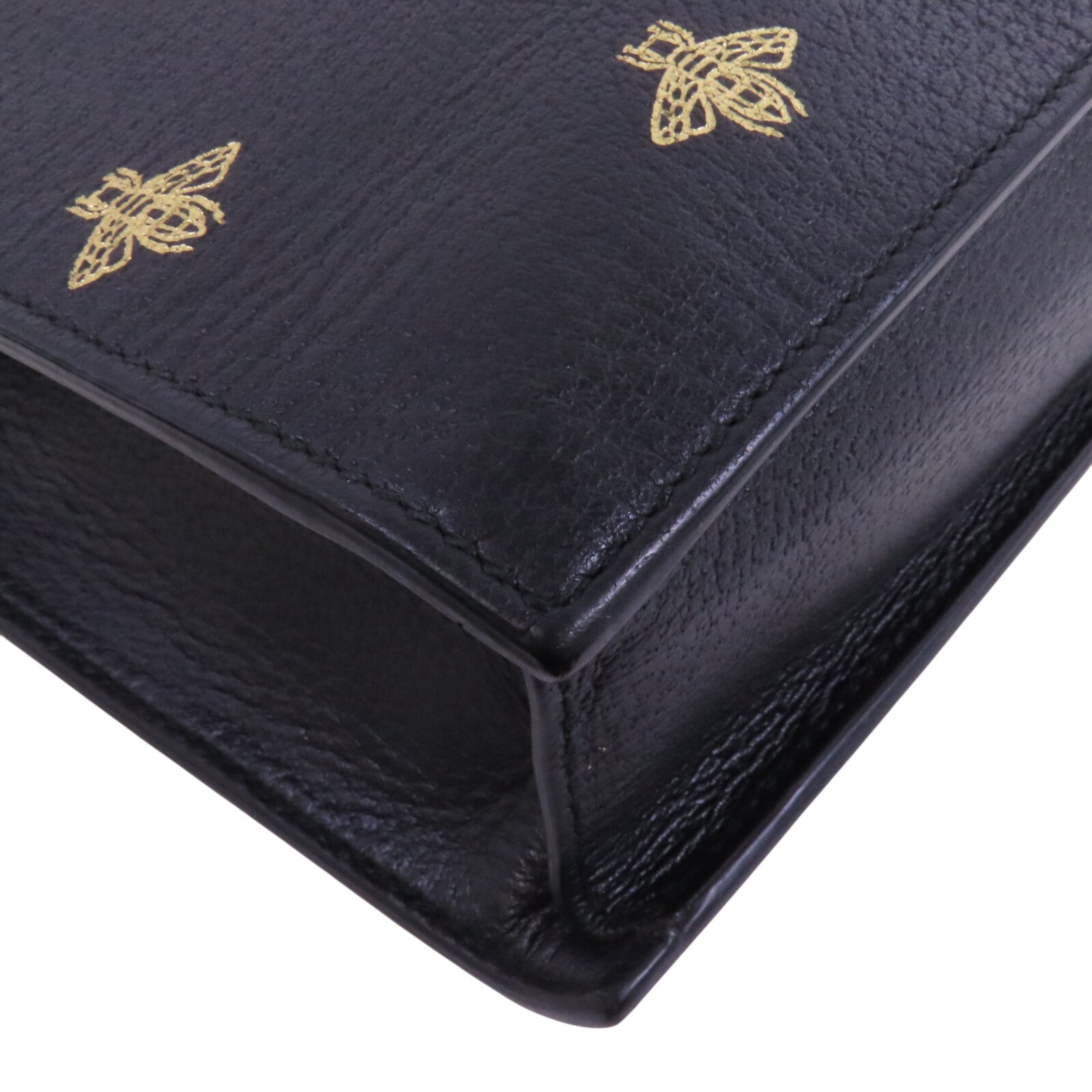 GUCCI 牛皮皮革Bee Star Hand Bag金扣手挽袋