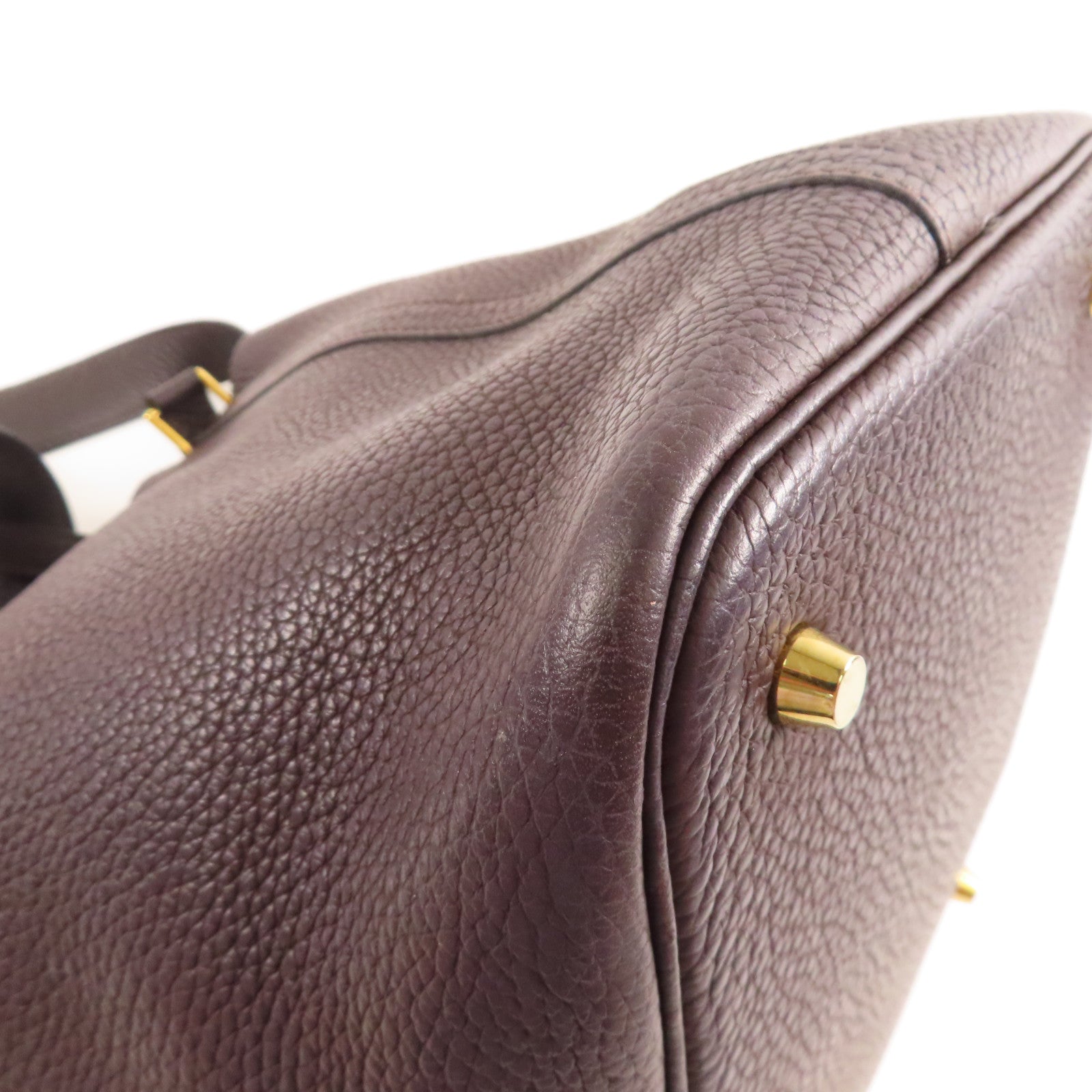 HERMES GHW Picotin MM Tote Bag Clemence Leather Rouge Sellier
