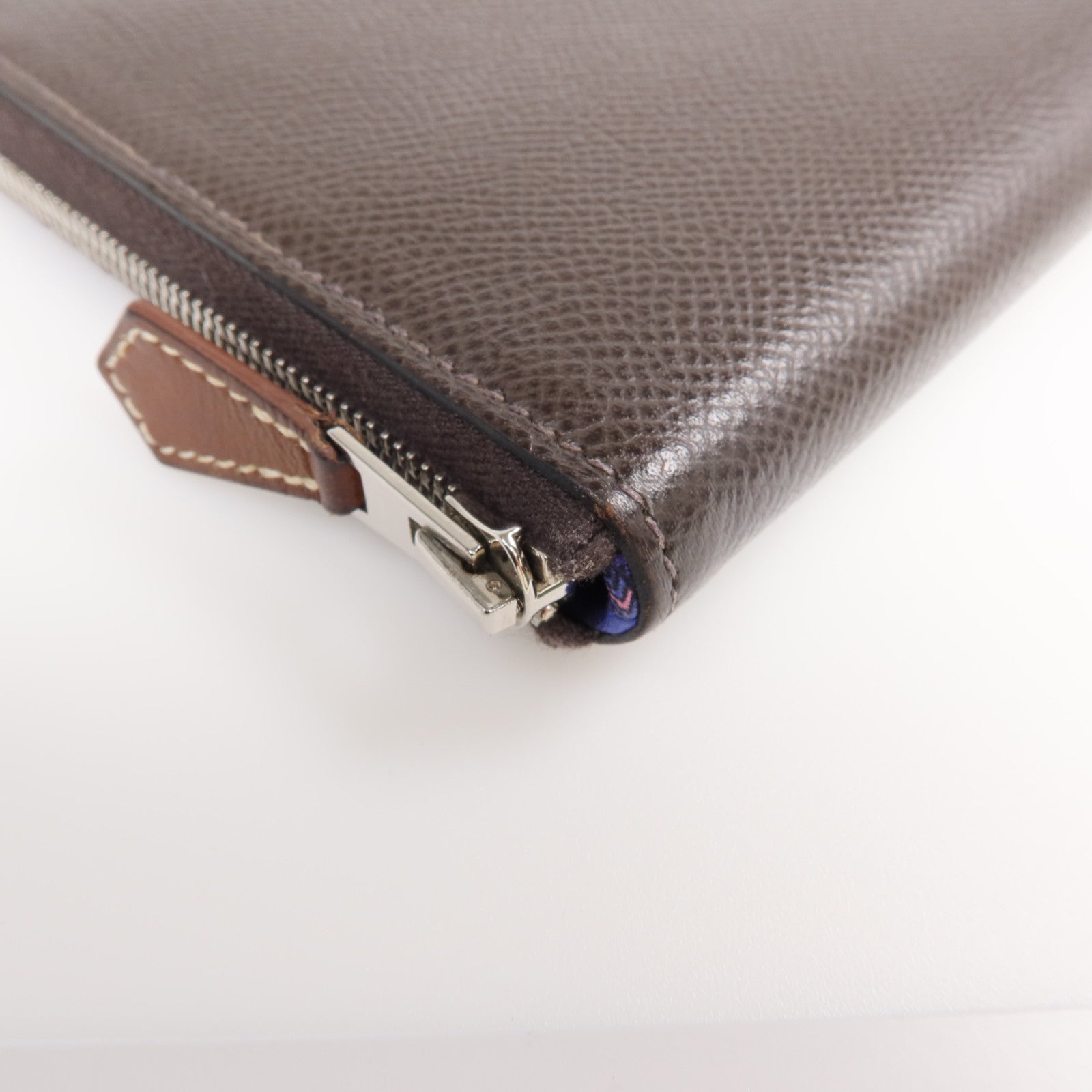 HERMES Epsom皮革Silk In Long Wallet 銀扣長錢包