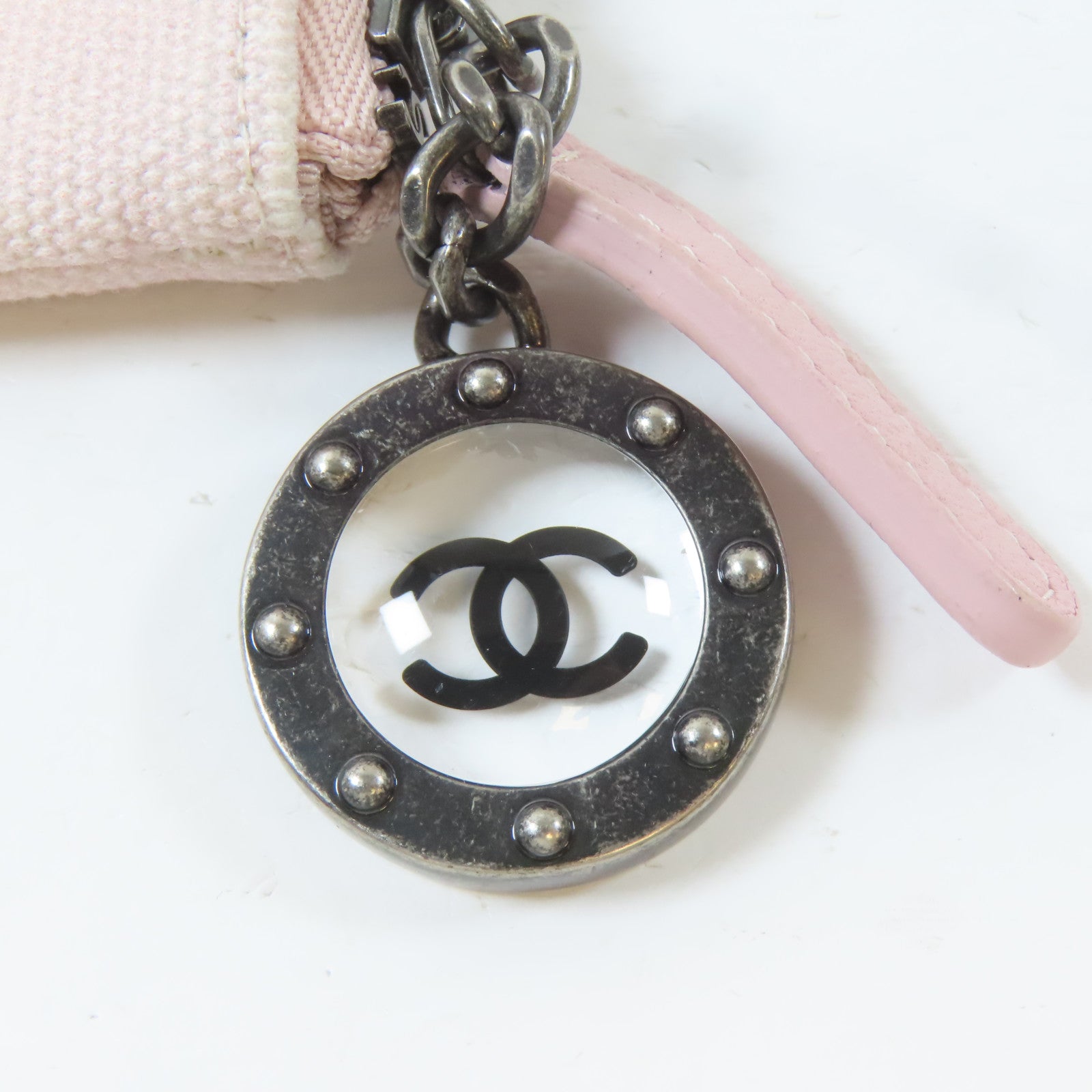CHANEL 【激減優惠】帆布Pouch黑扣小袋粉紅色