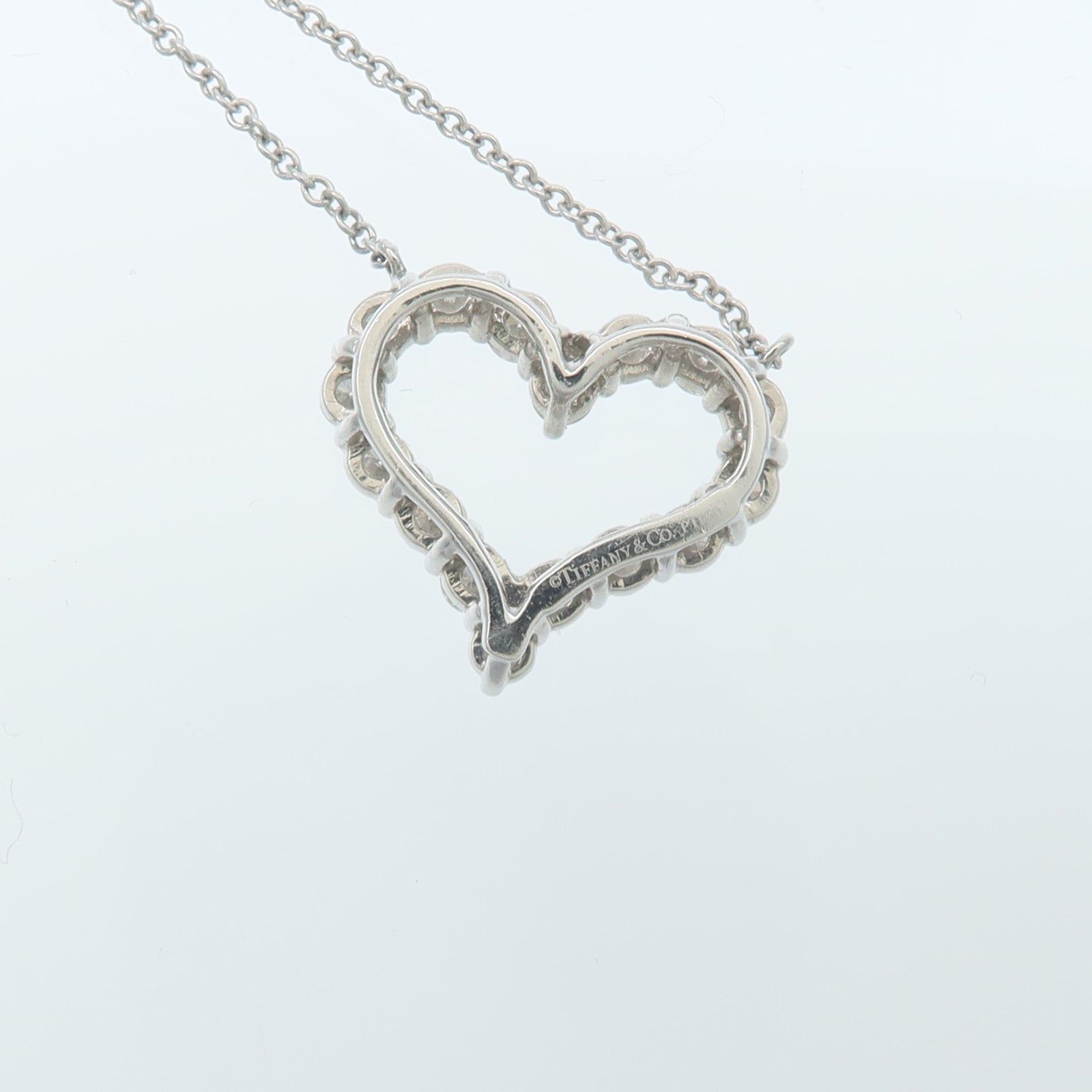 TIFFANY＆CO PT950鉑金Diamond Heart Pendant鑽石項鍊
