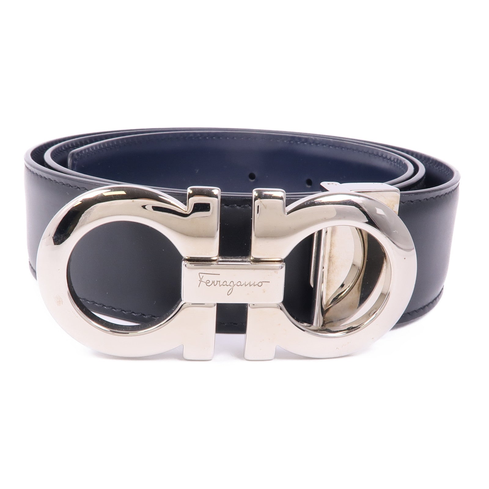 Salvatore Ferragamo 皮革Belt銀扣皮帶