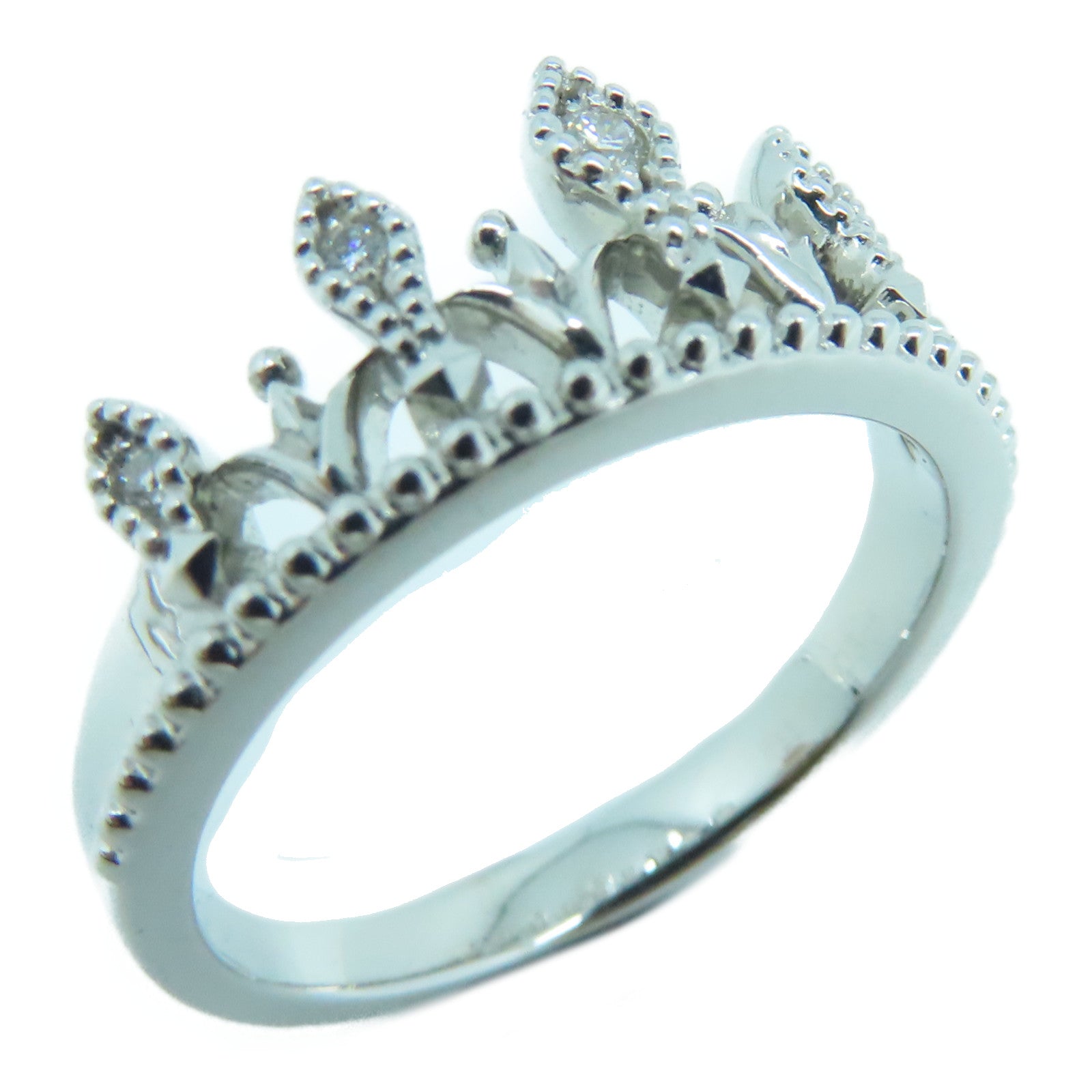 JEWELRY 18K White Gold Diamond Ring 0.03ct Diamond Ring US#5