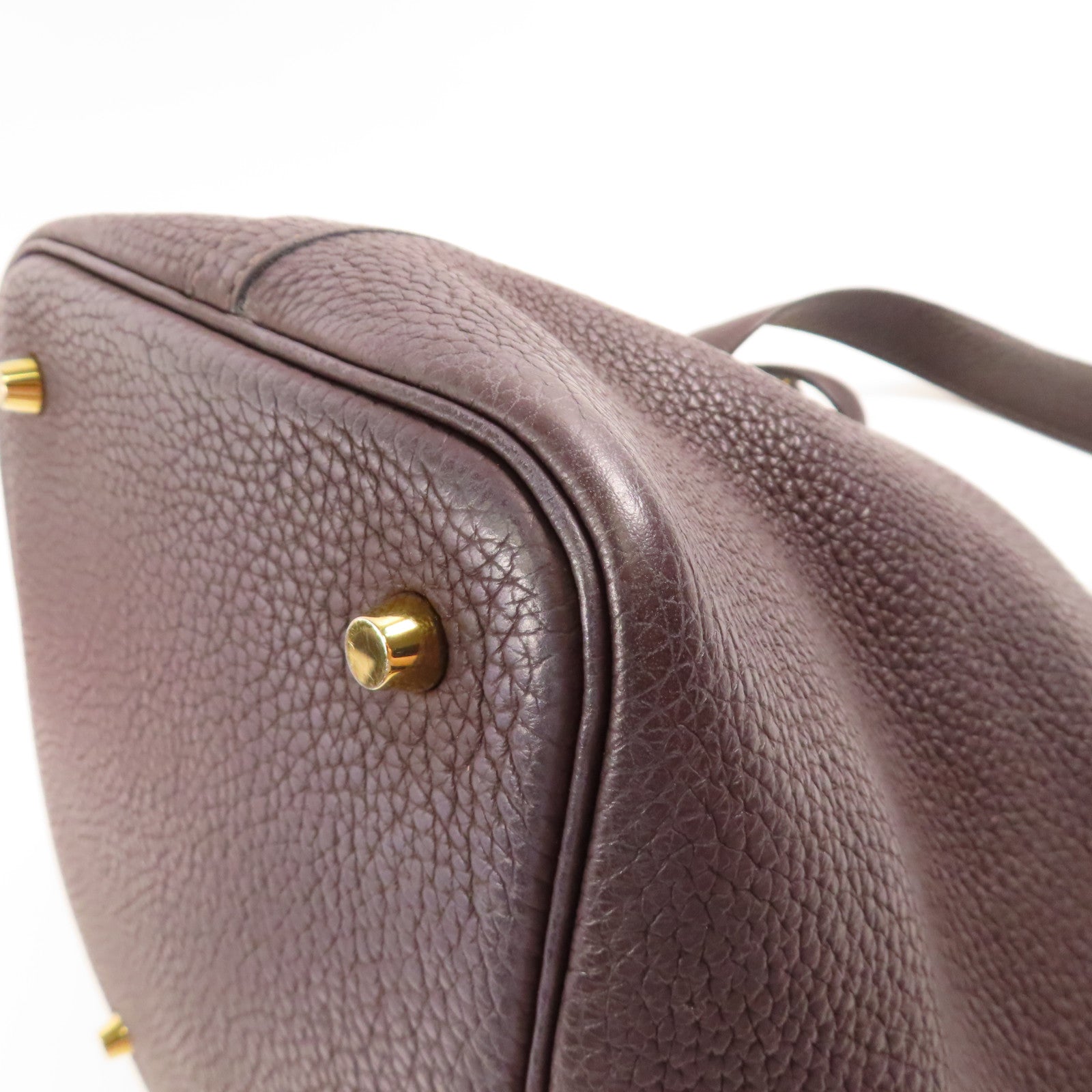 HERMES GHW Picotin MM Tote Bag Clemence Leather Rouge Sellier