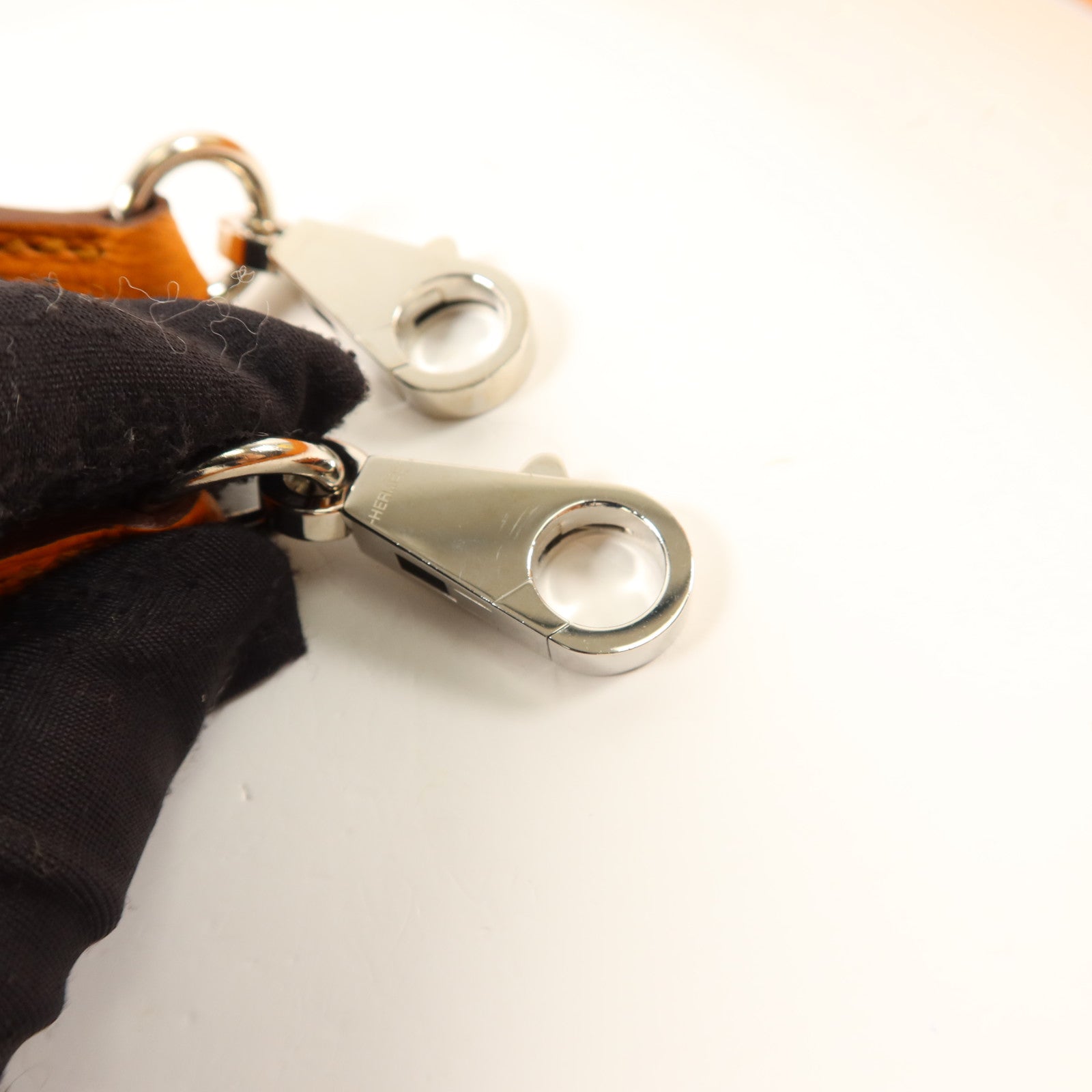 HERMES Epsom皮革Tressage Bag Strap肩背帶Orange