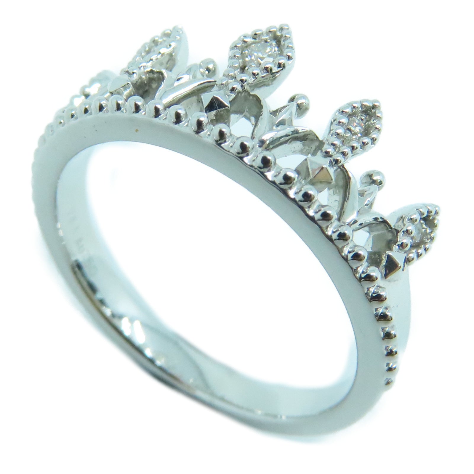 JEWELRY 18K White Gold Diamond Ring 0.03ct Diamond Ring US#5