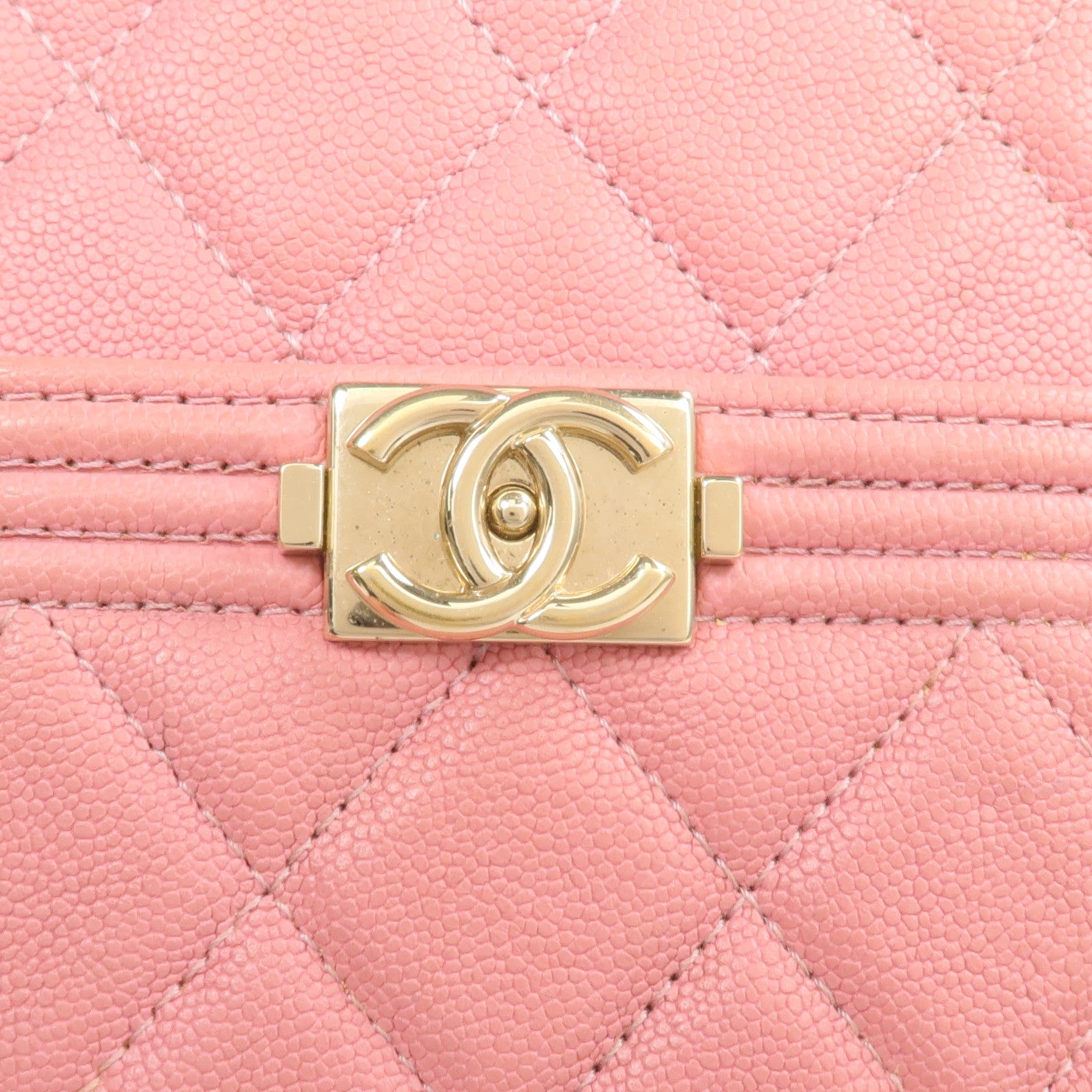CHANEL 牛皮皮革Zipper Long Wallet金扣長錢包