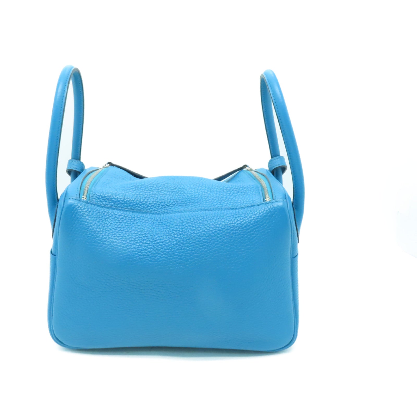 HERMES 【清倉大減價】Clemence皮革Lindy 26銀扣手挽肩背兩用袋Turquoise綠松石色