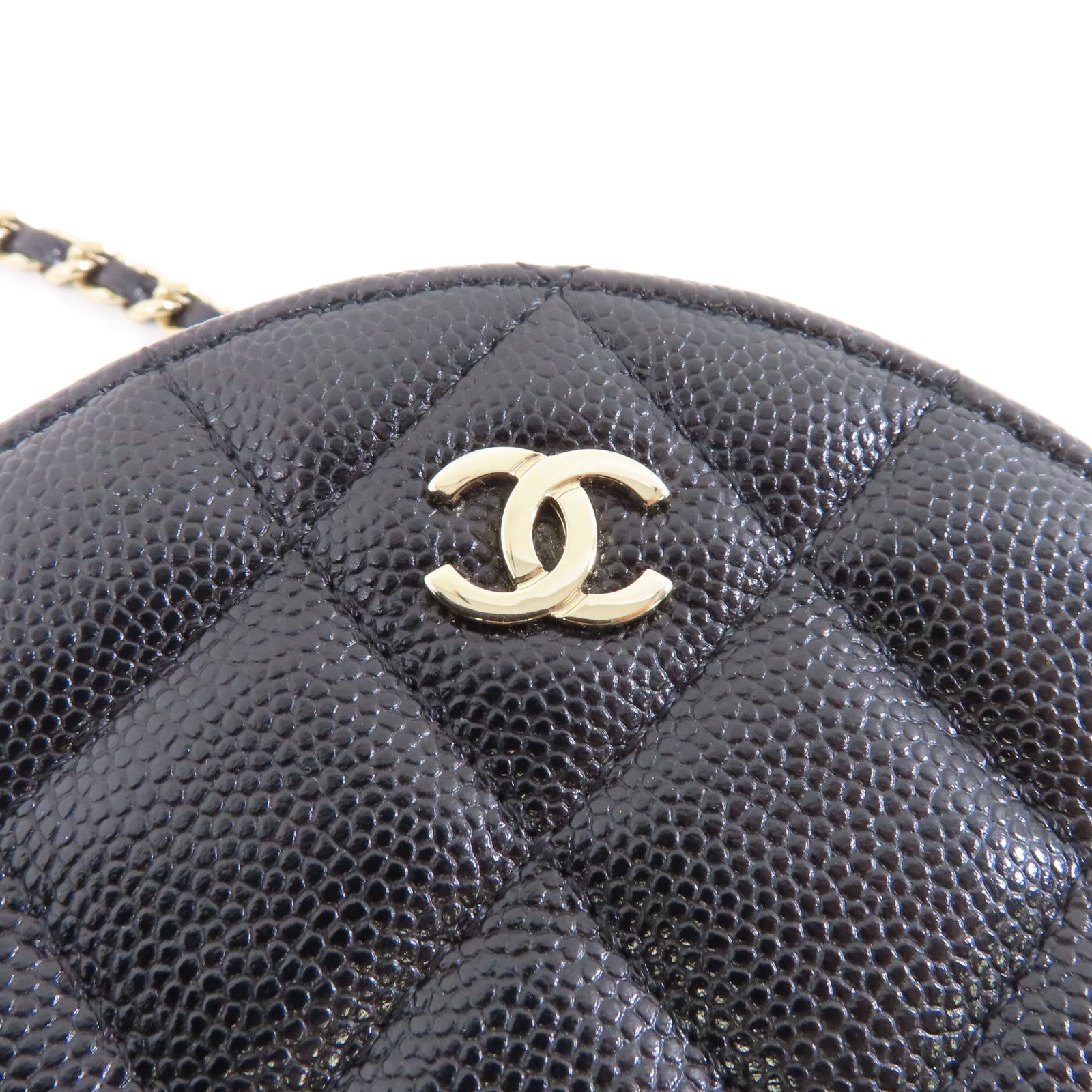 CHANEL 【激減優惠】菱格牛皮皮革Chain Shoulder銀扣鏈帶肩背袋黑色