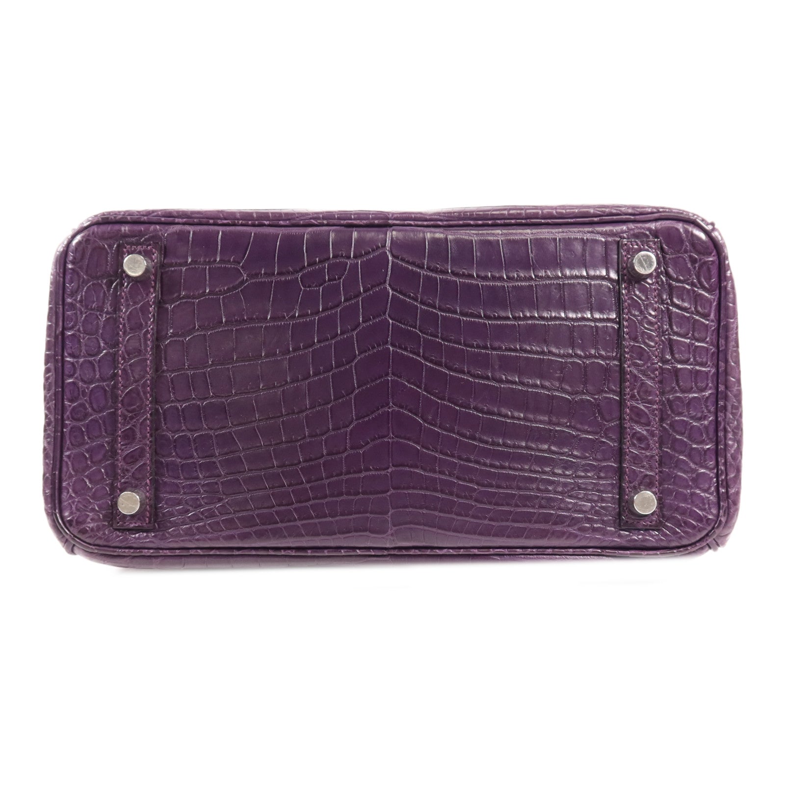 HERMES 鱷魚皮革Birkin 30銀扣手挽袋Amethyst
