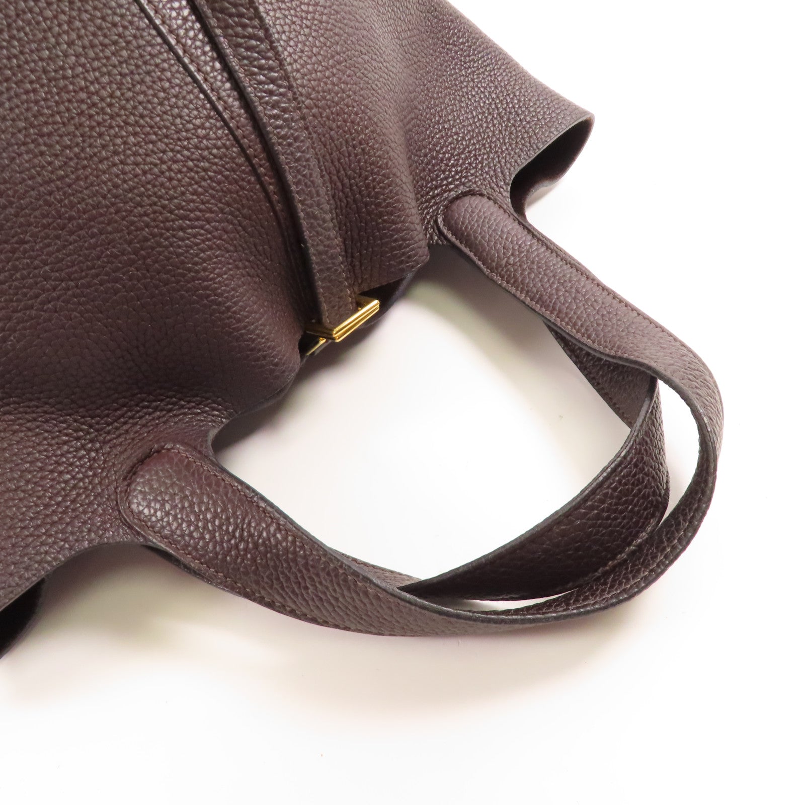 HERMES GHW Picotin MM Tote Bag Clemence Leather Rouge Sellier