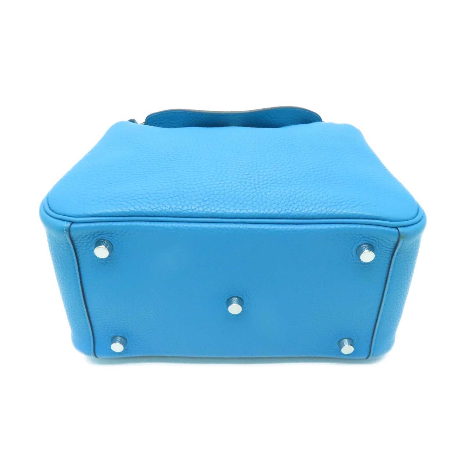 HERMES 【清倉大減價】Clemence皮革Lindy 26銀扣手挽肩背兩用袋Turquoise綠松石色