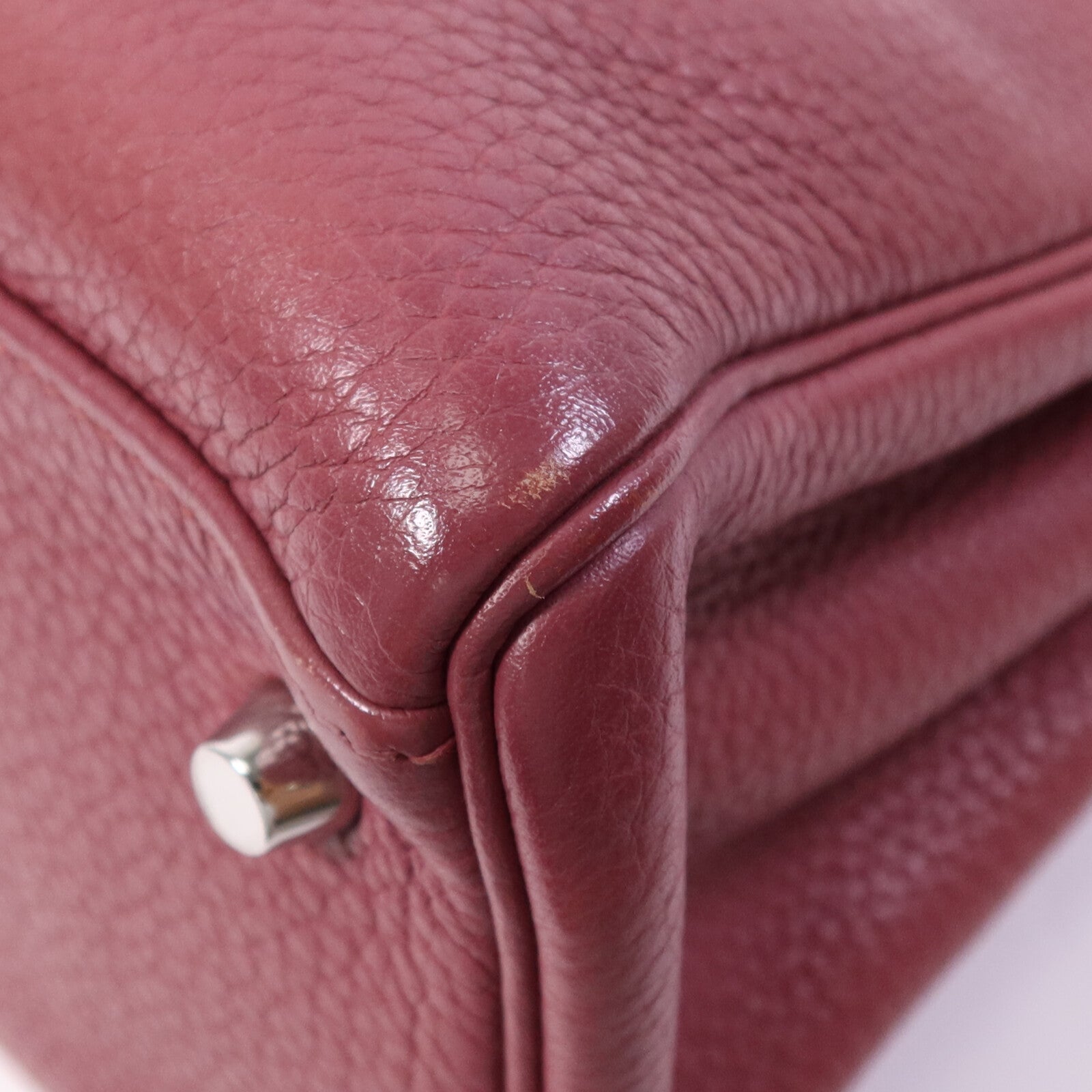 HERMES Togo皮革Kelly 28銀扣手挽肩背兩用袋Bois de Rose