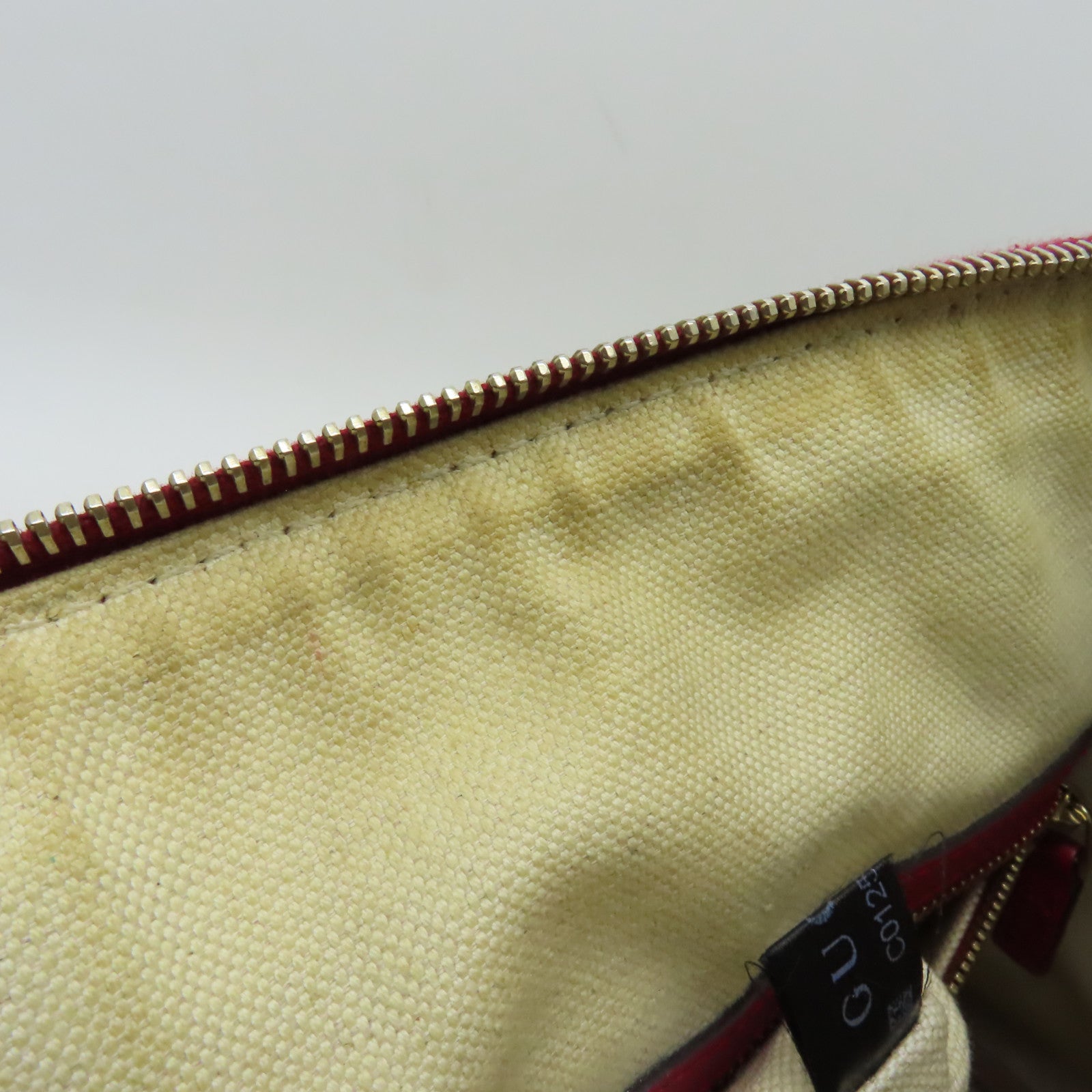 GUCCI 帆布/皮革2 Way Shoulder金扣手挽肩背兩用袋啡色/紅色
