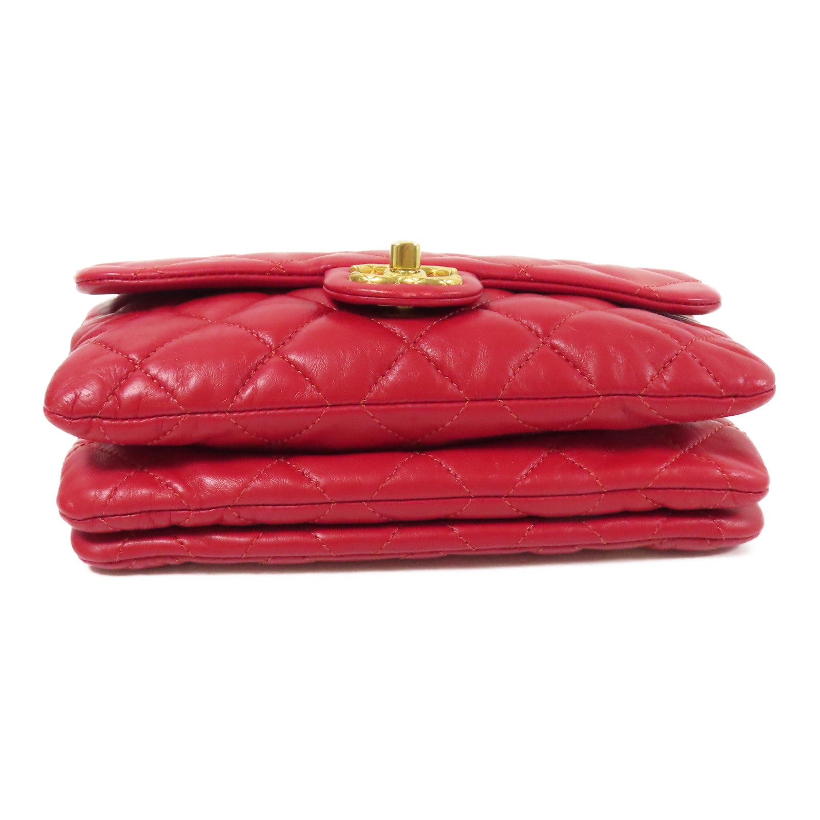 CHANEL 羊皮皮革Chain Shoulder金扣鏈帶肩背袋