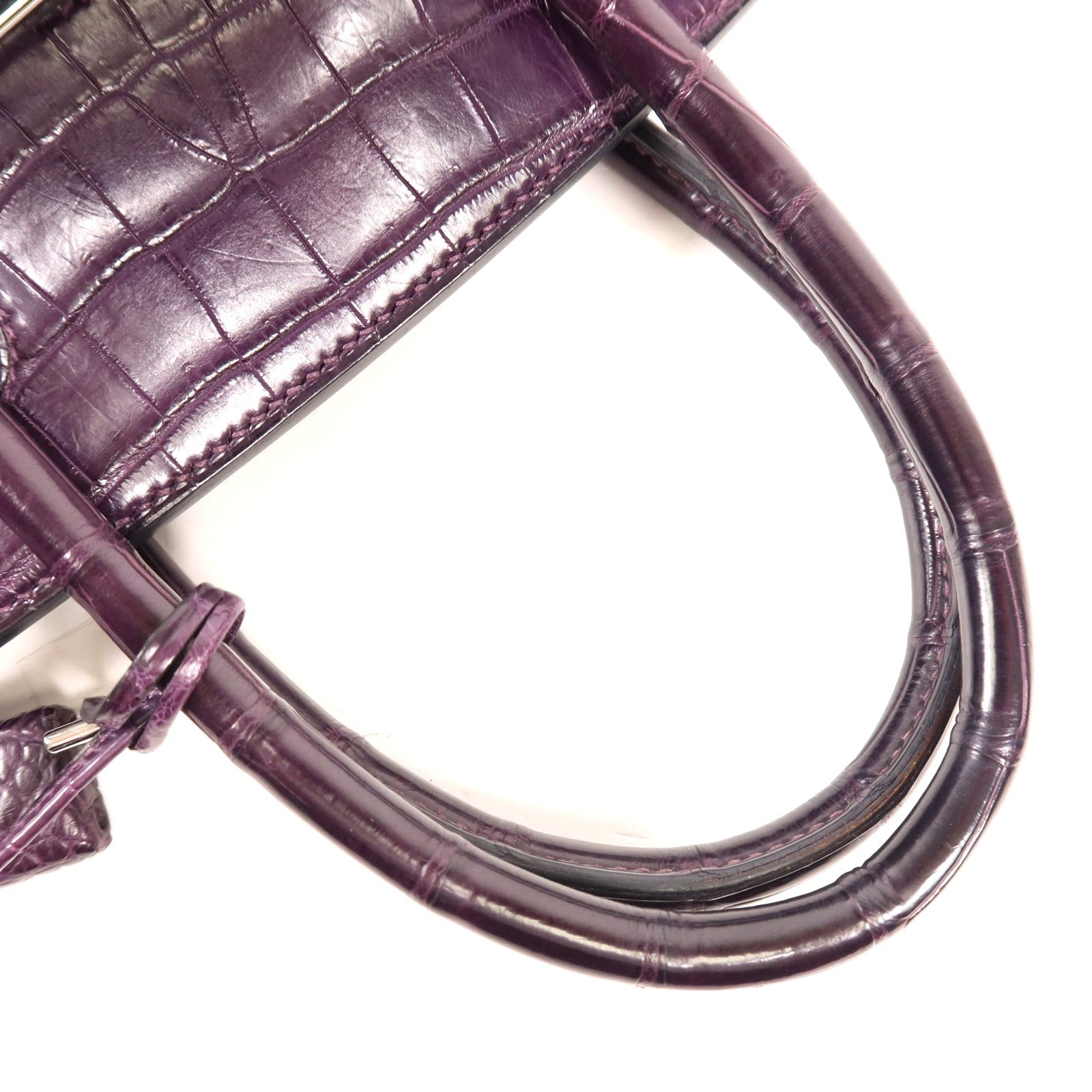 HERMES 鱷魚皮革Birkin 30銀扣手挽袋Amethyst