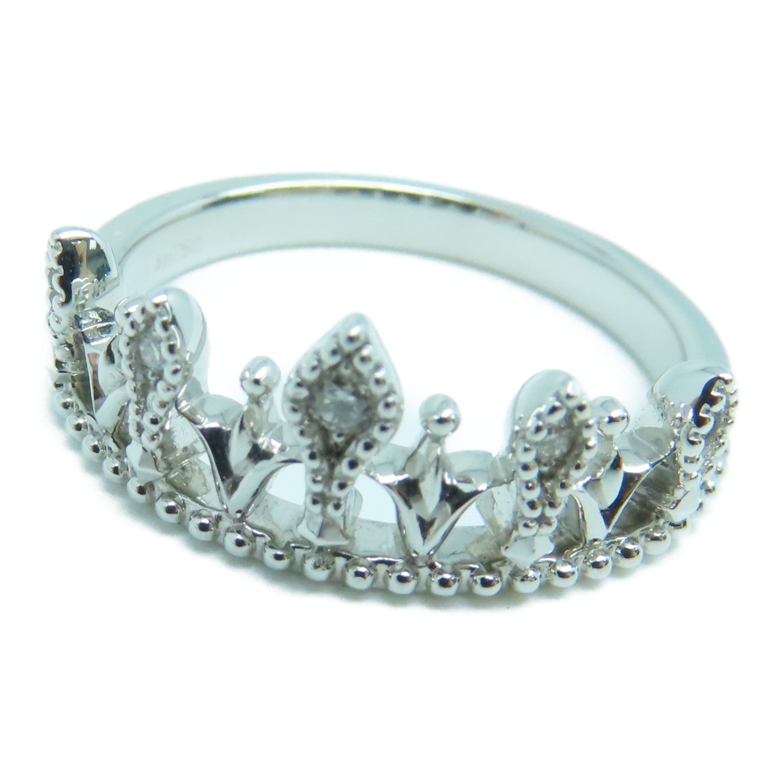JEWELRY 18K White Gold Diamond Ring 0.03ct Diamond Ring US#5