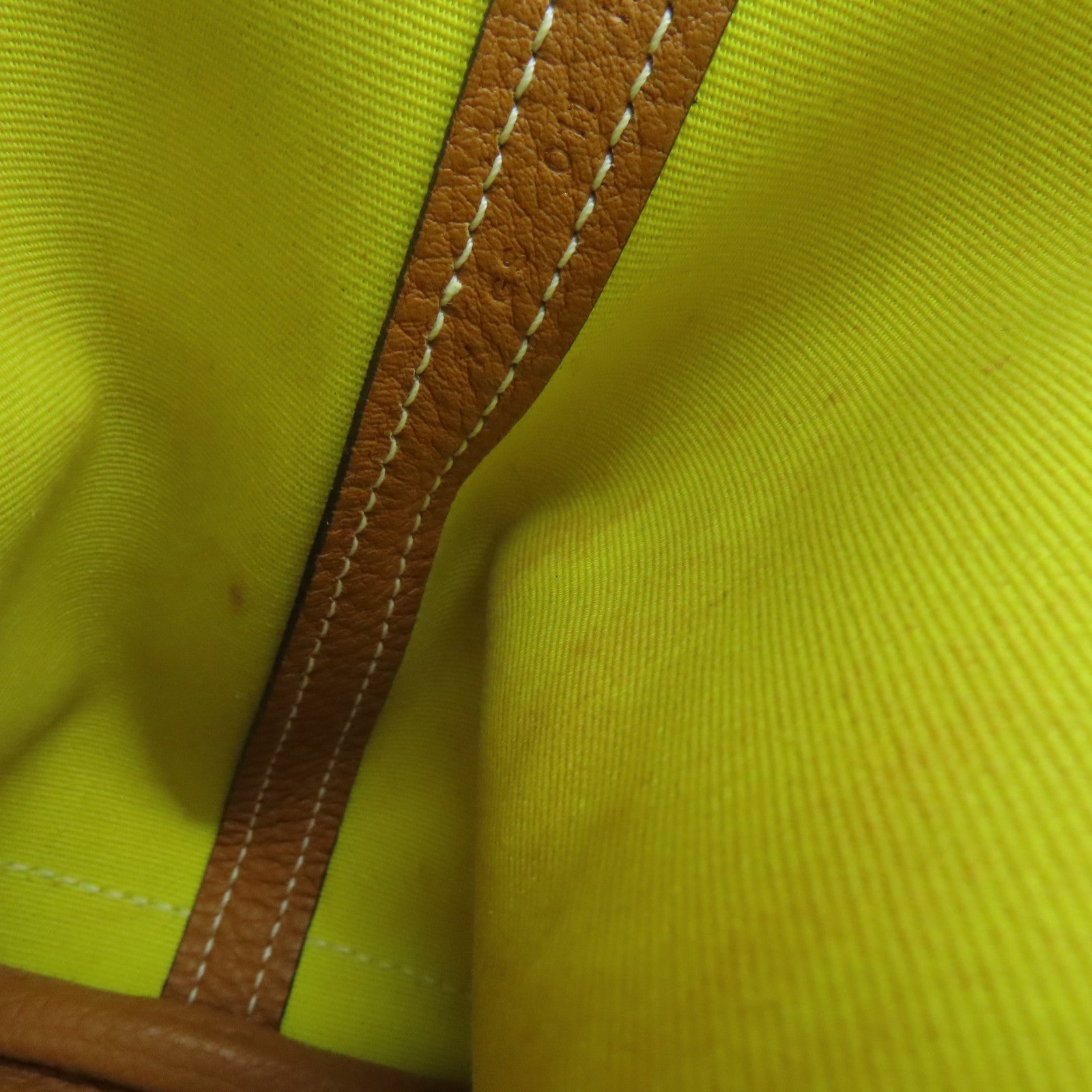 HERMES Canvas Garden Party TPM Silver Buckle Hand Bag Yellow