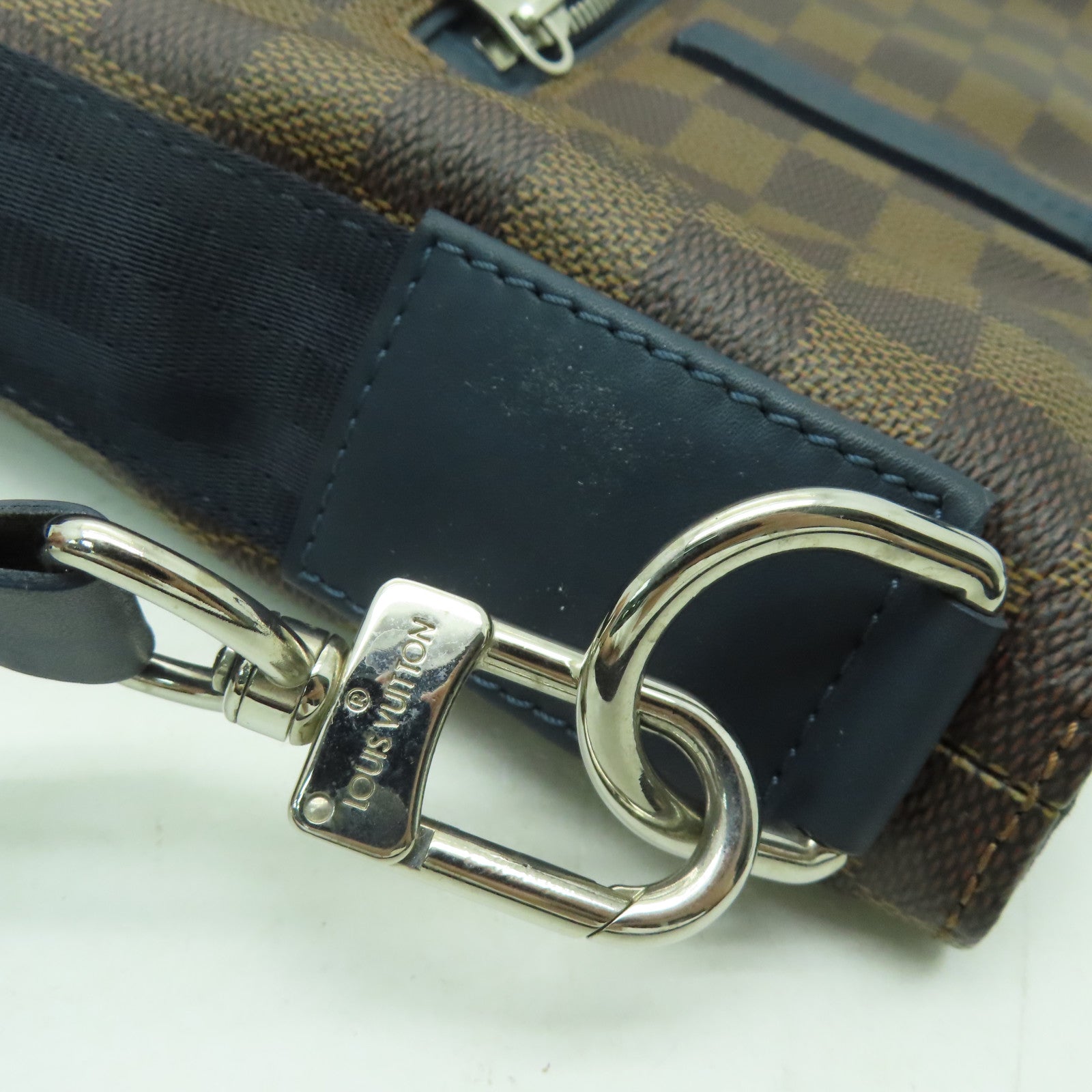 LOUIS VUITTON Damier Ebene Herald銀扣手挽肩背兩用袋啡色/藍色