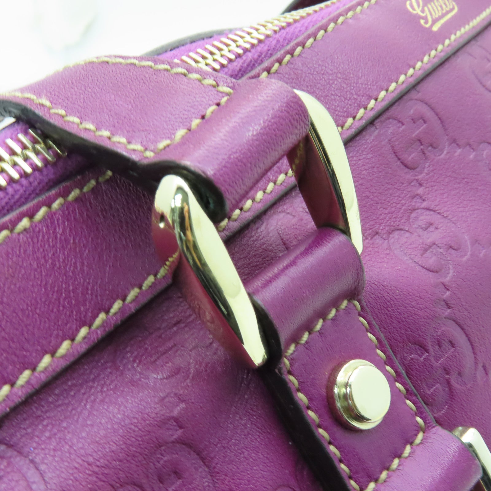 GUCCI 牛皮皮革Shoulder Bag金扣肩背袋紫色