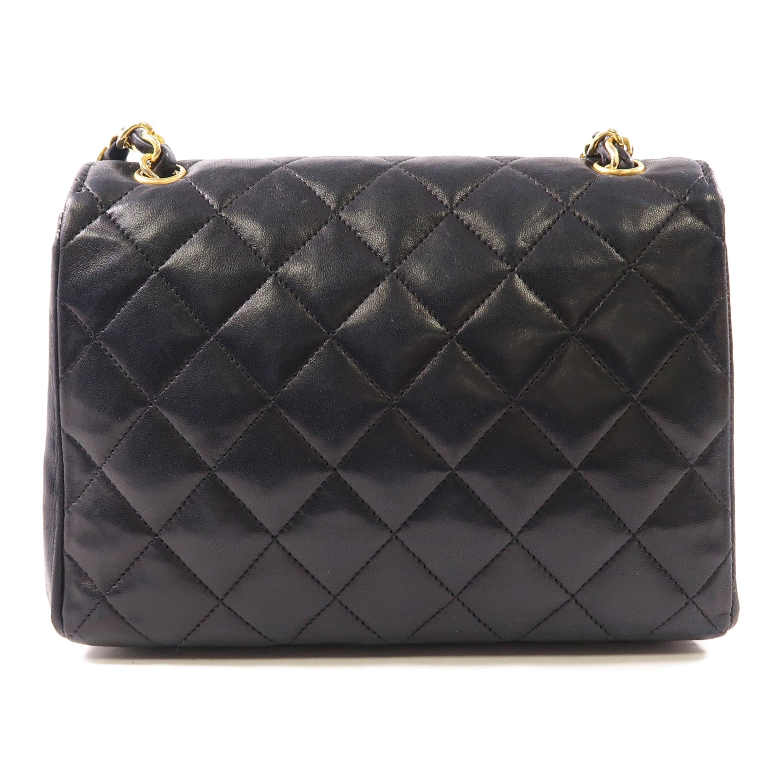 CHANEL CC GHW Chain Shoulder Bag Lambskin Leather Black