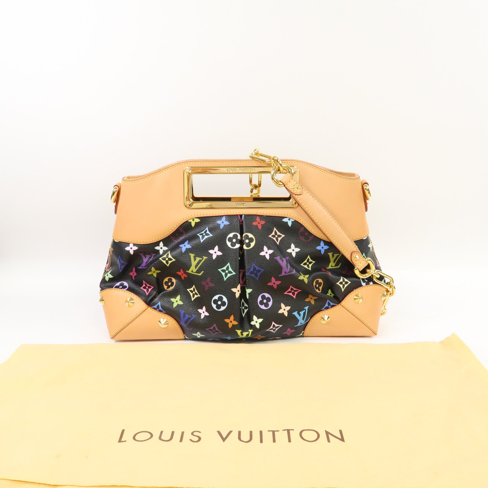 LOUIS VUITTON Monogram Multicolore Judy MM金扣手挽肩背兩用袋黑色