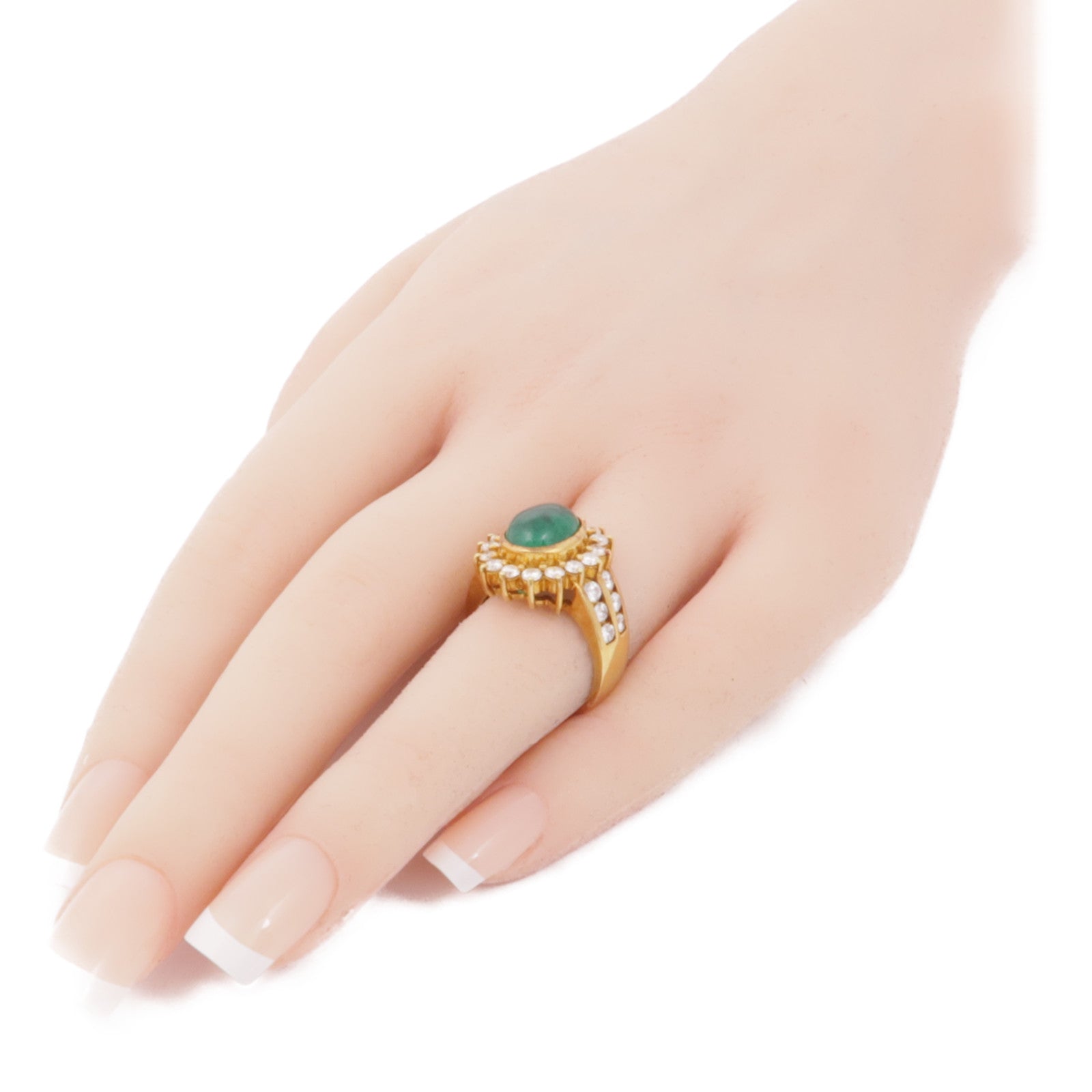 JEWELRY 【激減優惠】18K黃金Emerald Ring綠寶石/鑽石戒指US#6.25