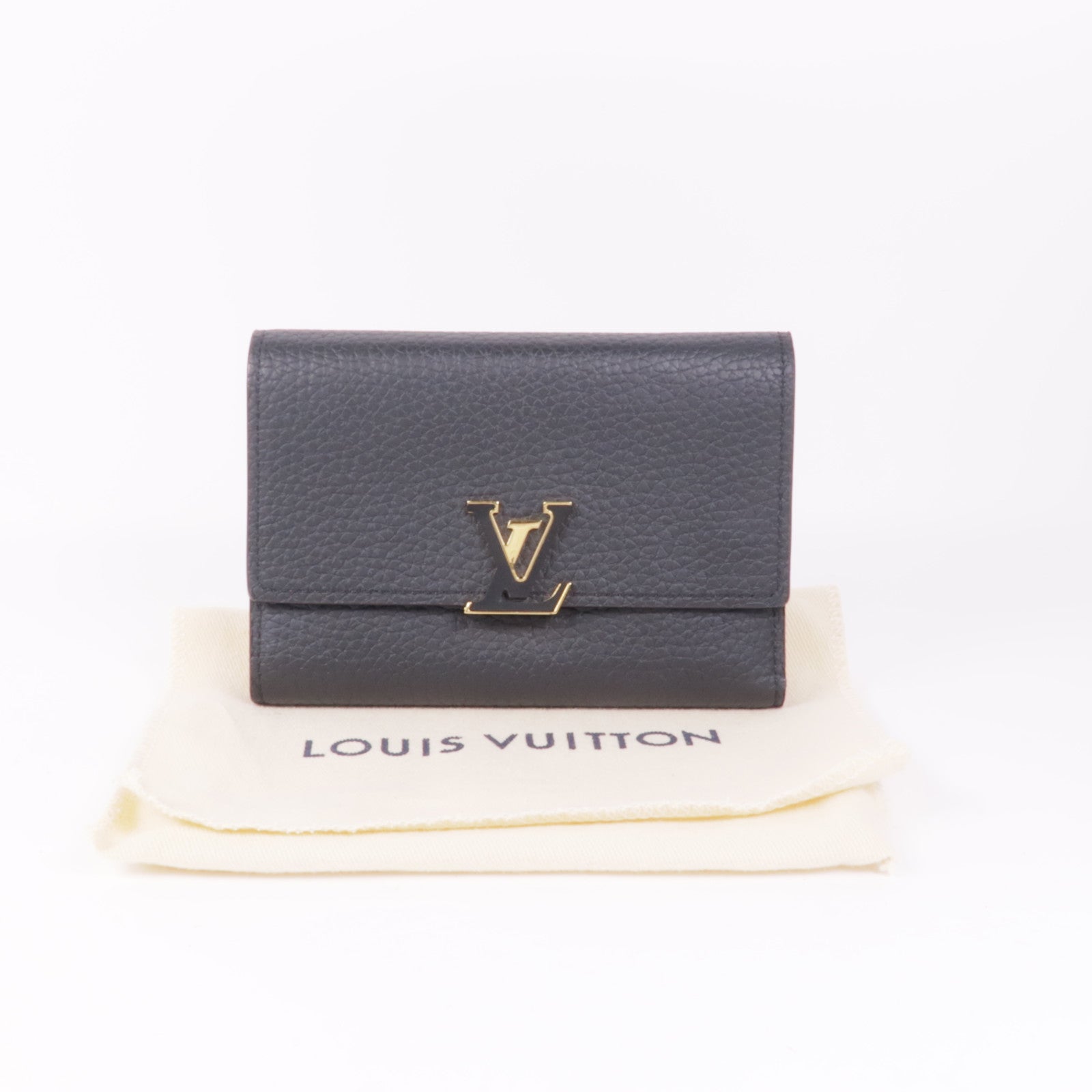 LOUIS VUITTON 【激減優惠】牛皮皮革Capucines Compact Wallet金扣錢包