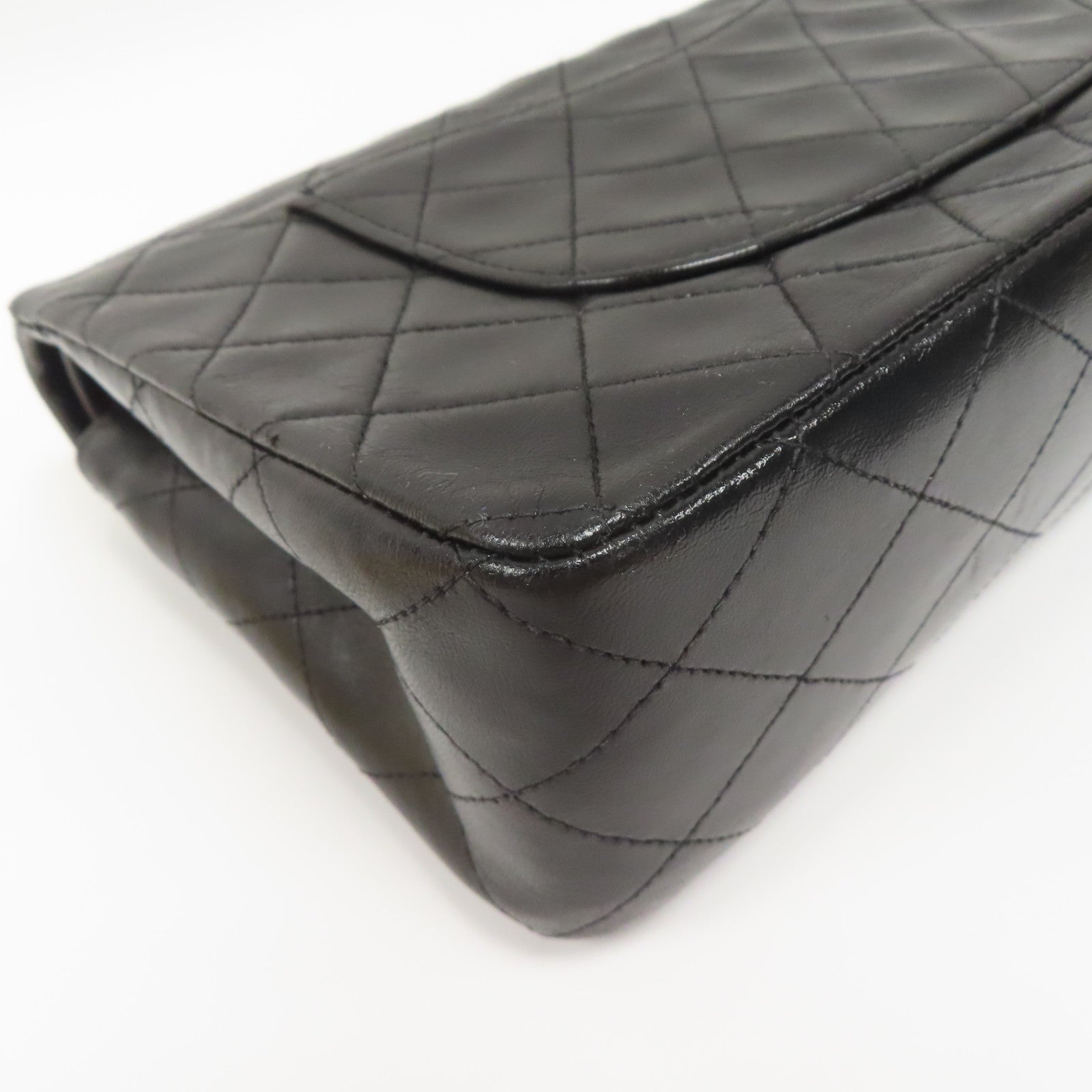 CHANEL 菱格羊皮皮革Vintage Classic 25金扣鏈帶肩背袋黑色