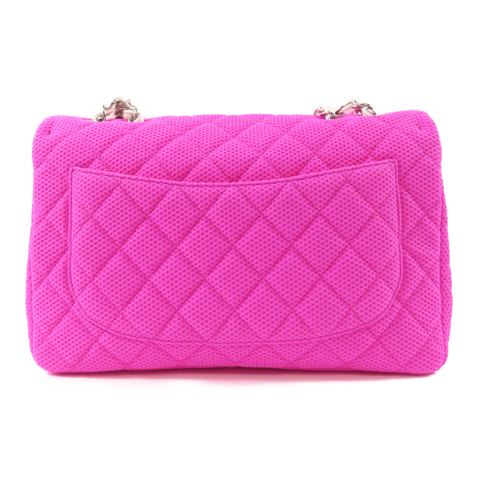 CHANEL 【激減優惠】布料Large Classic銀扣鏈帶肩背袋