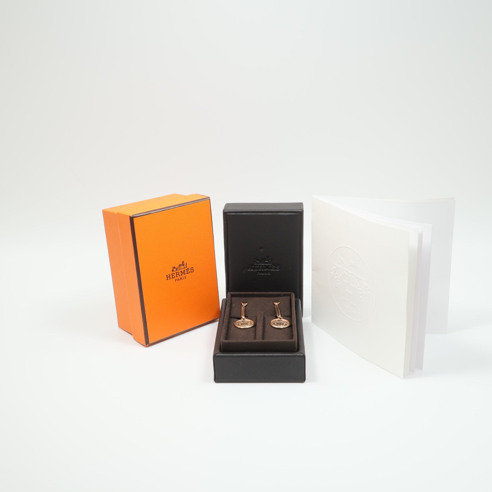 HERMES 18K玫瑰金Ex-Libris耳環