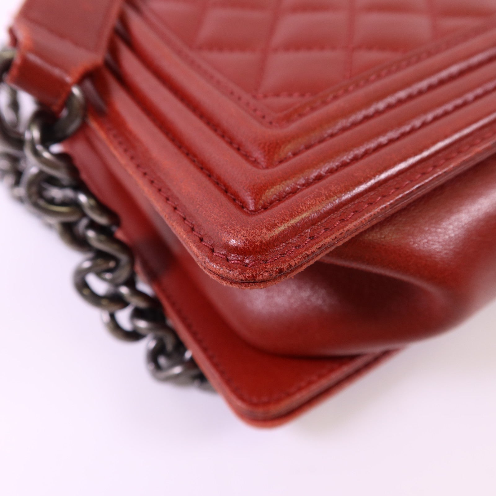 CHANEL 羊皮皮革Boy 25銀扣鏈帶肩背袋