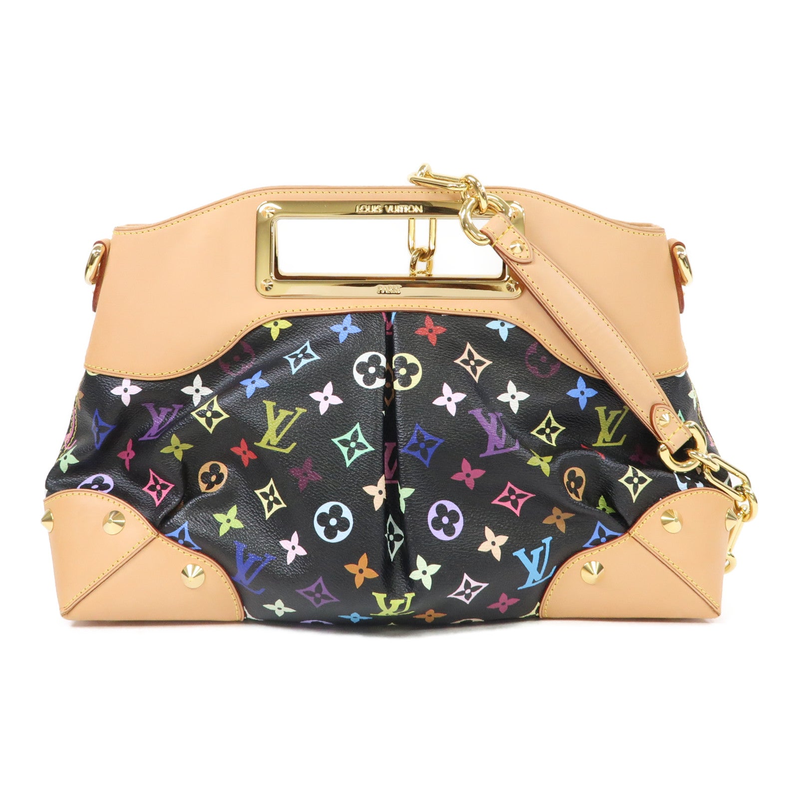 LOUIS VUITTON Monogram Multicolore Judy MM金扣手挽肩背兩用袋黑色