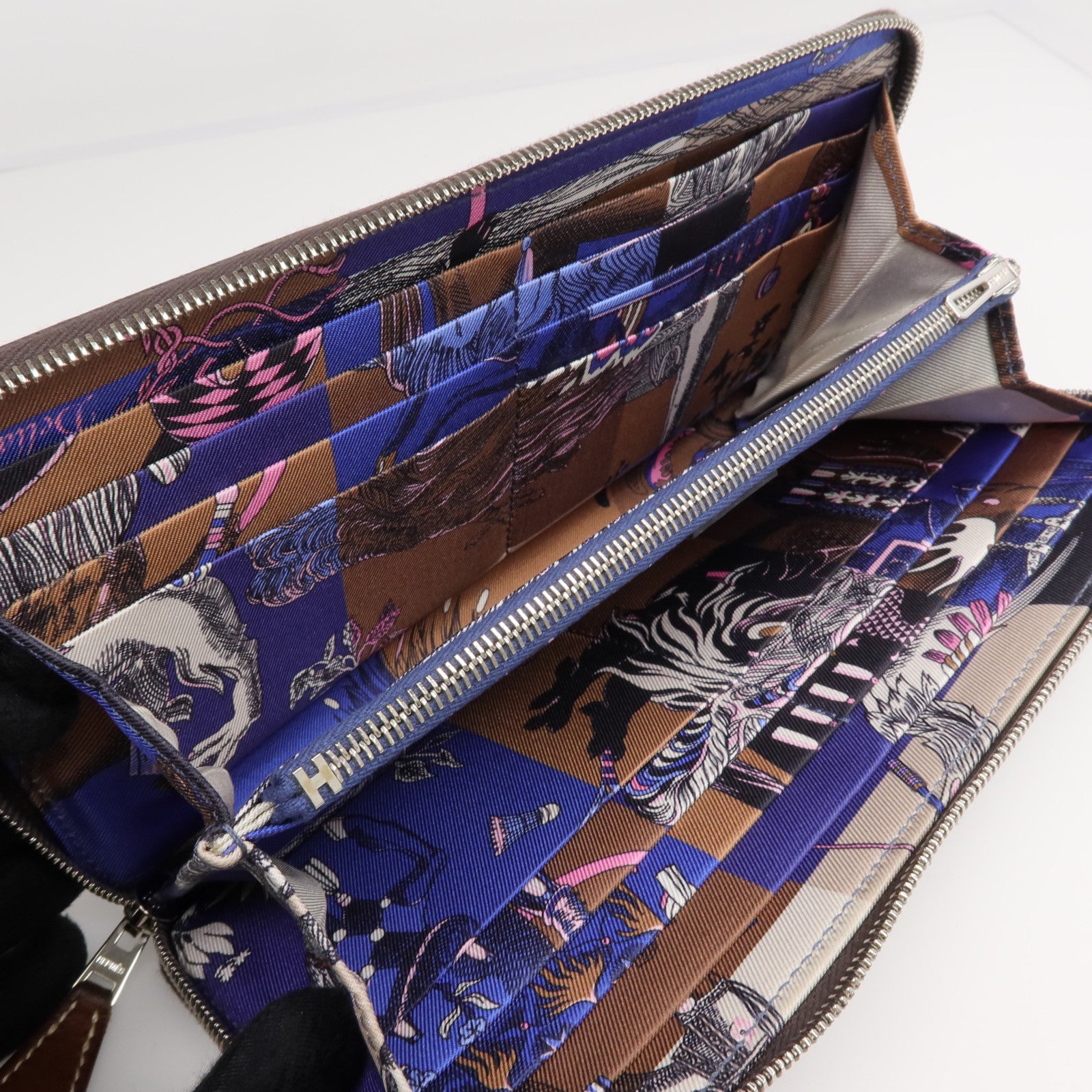 HERMES Epsom皮革Silk In Long Wallet 銀扣長錢包