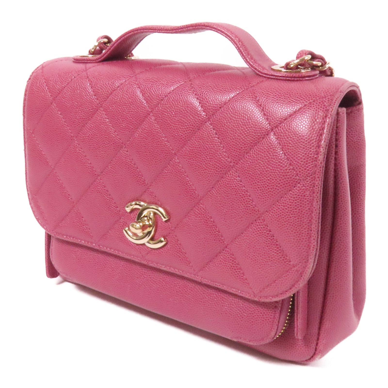 CHANEL 牛皮皮革Business Affinity金扣鏈帶手挽肩背兩用袋