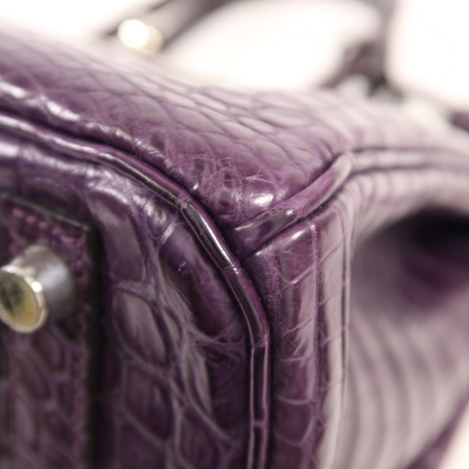 HERMES 鱷魚皮革Birkin 30銀扣手挽袋Amethyst