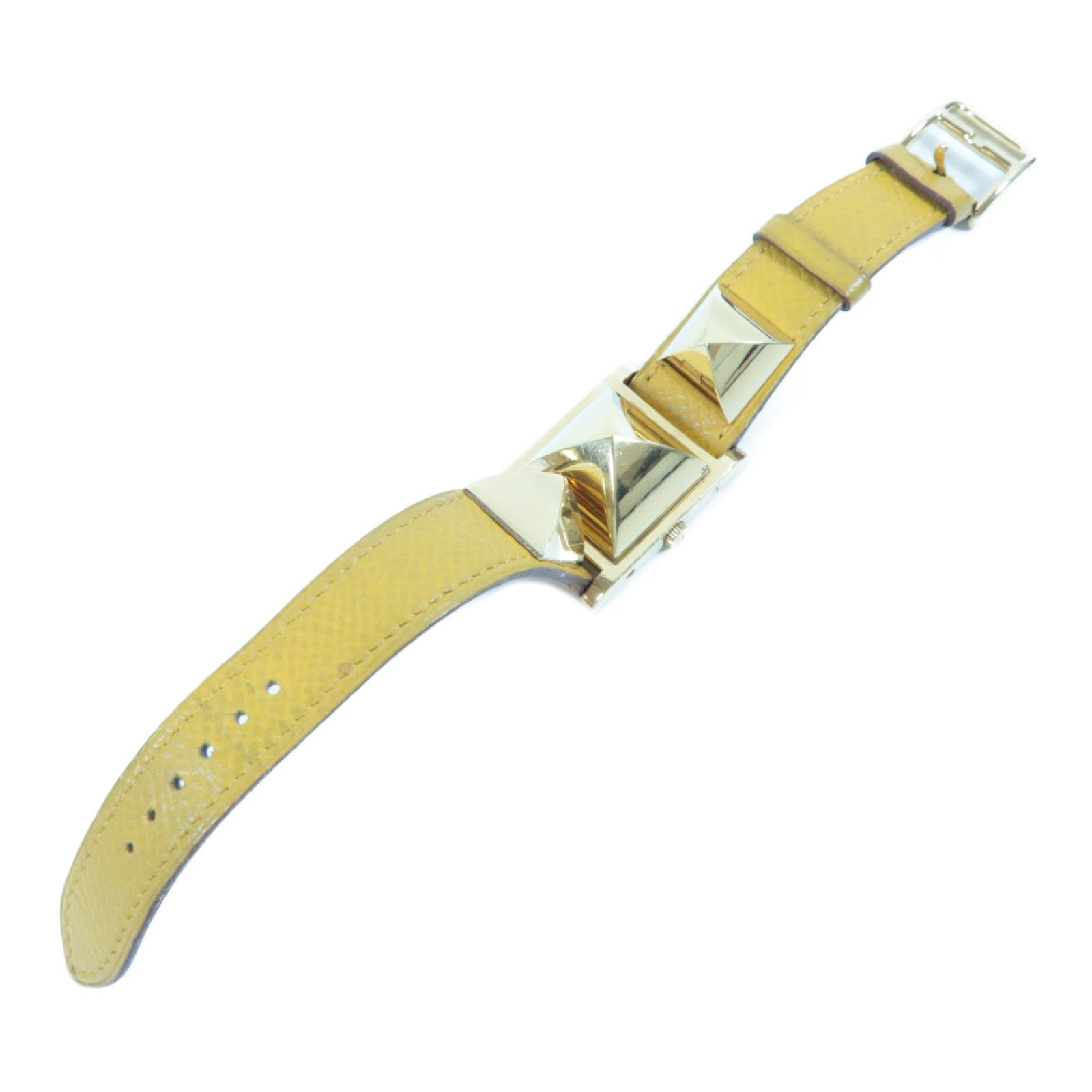 HERMES 【激減優惠】Medor Watch不鏽鋼/皮革手錶石英機芯白色/黃色