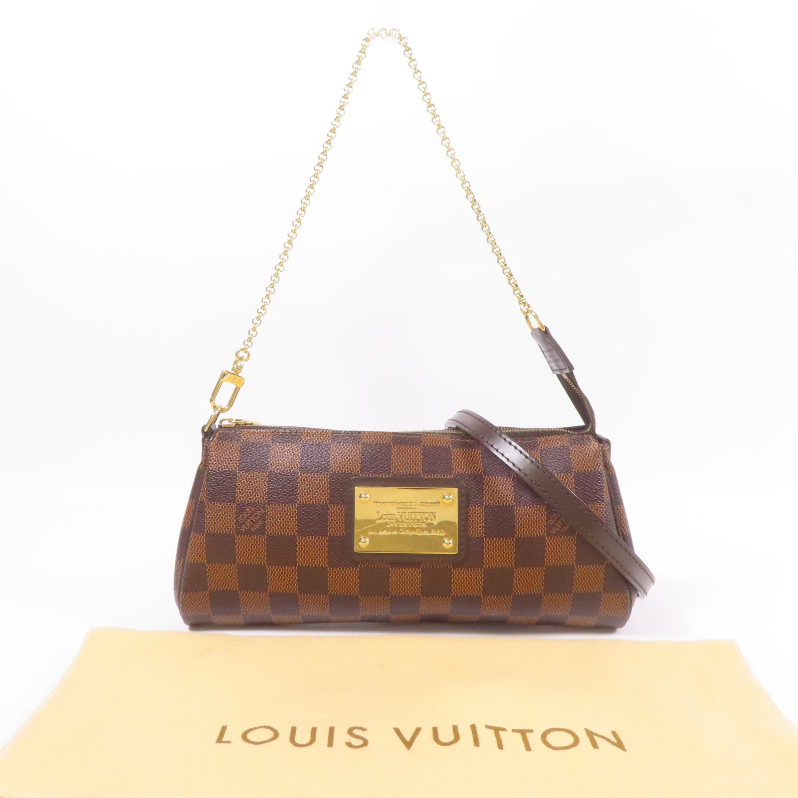 LOUIS VUITTON Damier Eva金扣手挽肩背兩用袋