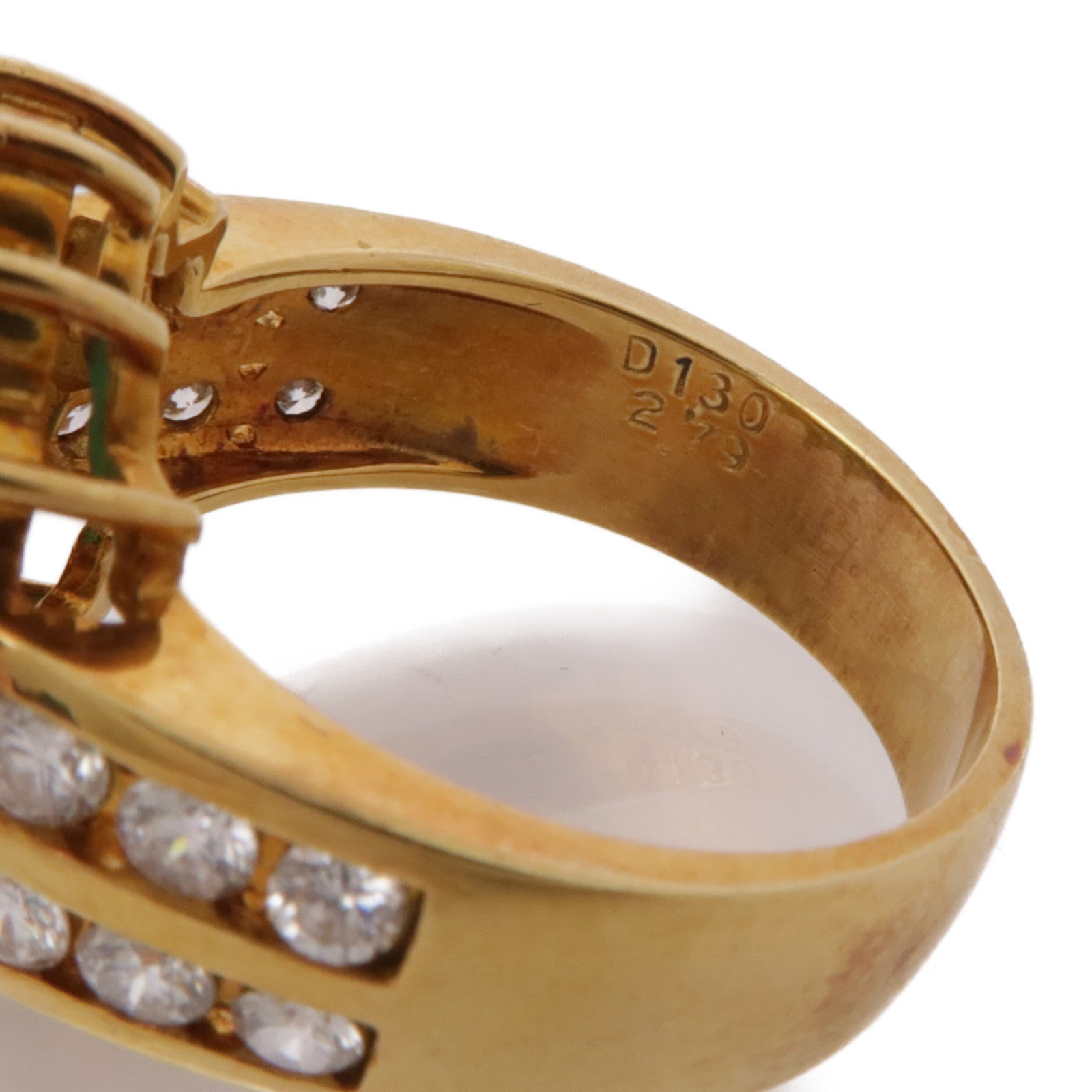 JEWELRY 【激減優惠】18K黃金Emerald Ring綠寶石/鑽石戒指US#6.25