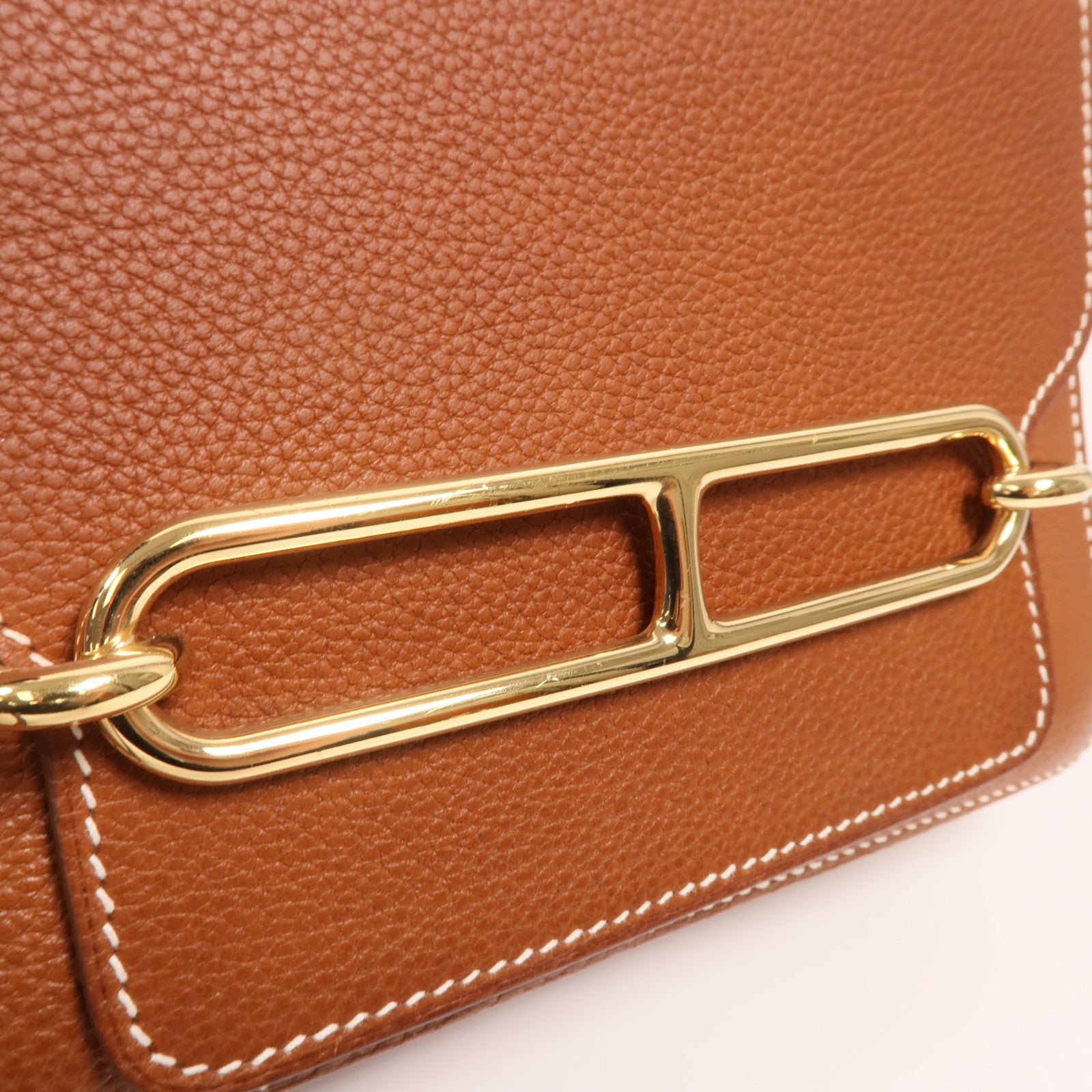 HERMES Barenia皮革Mini Roulis金扣肩背袋Gold
