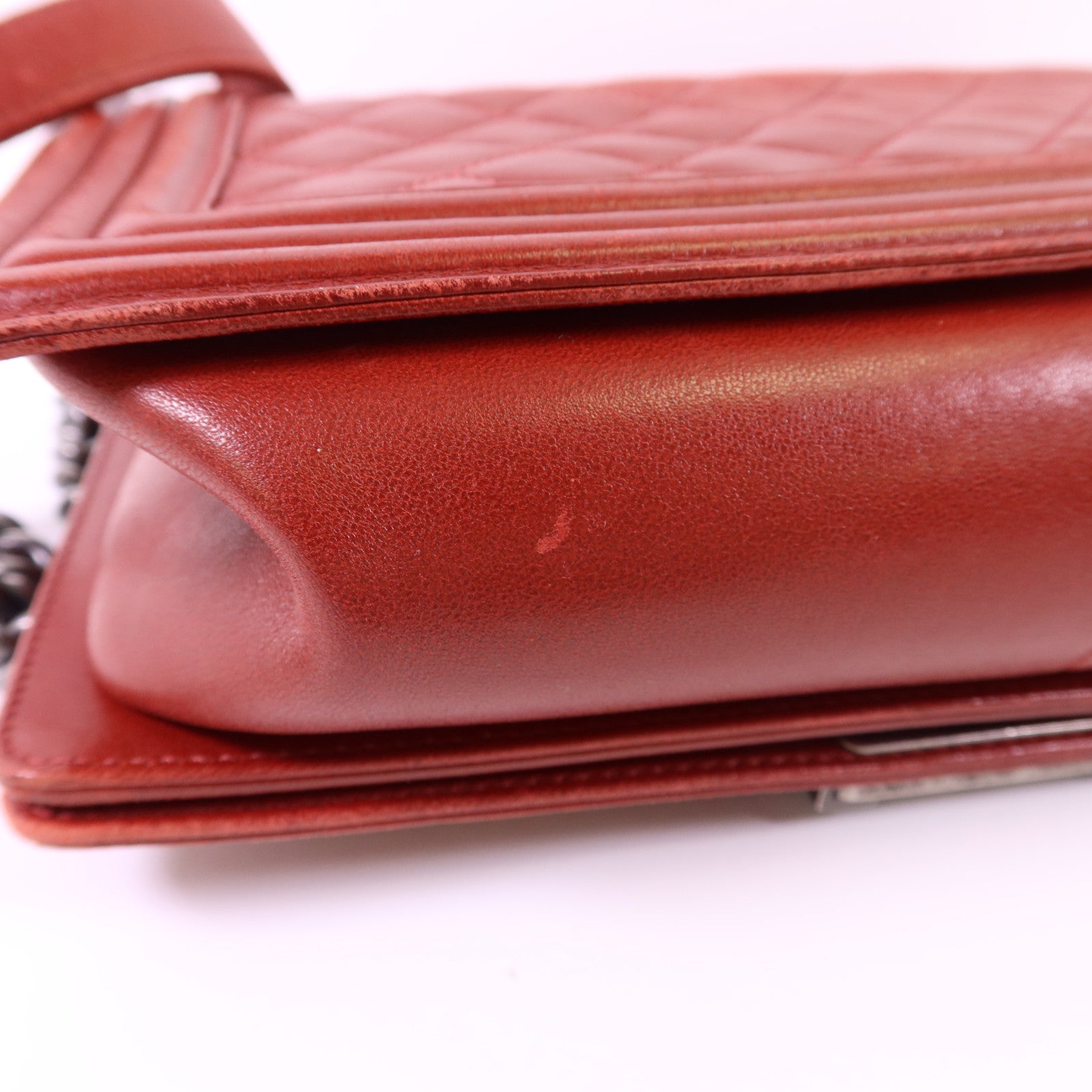 CHANEL 羊皮皮革Boy 25銀扣鏈帶肩背袋