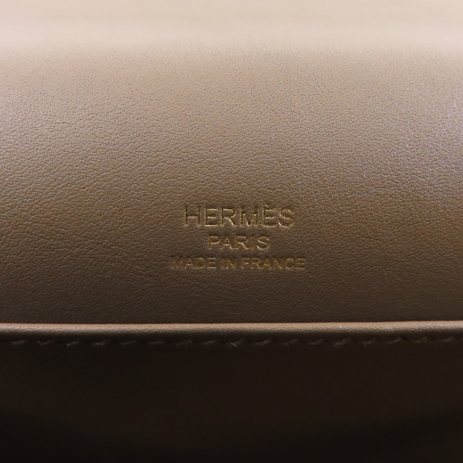 HERMES Chevre皮革Geta金扣肩背袋Etoupe/米灰色
