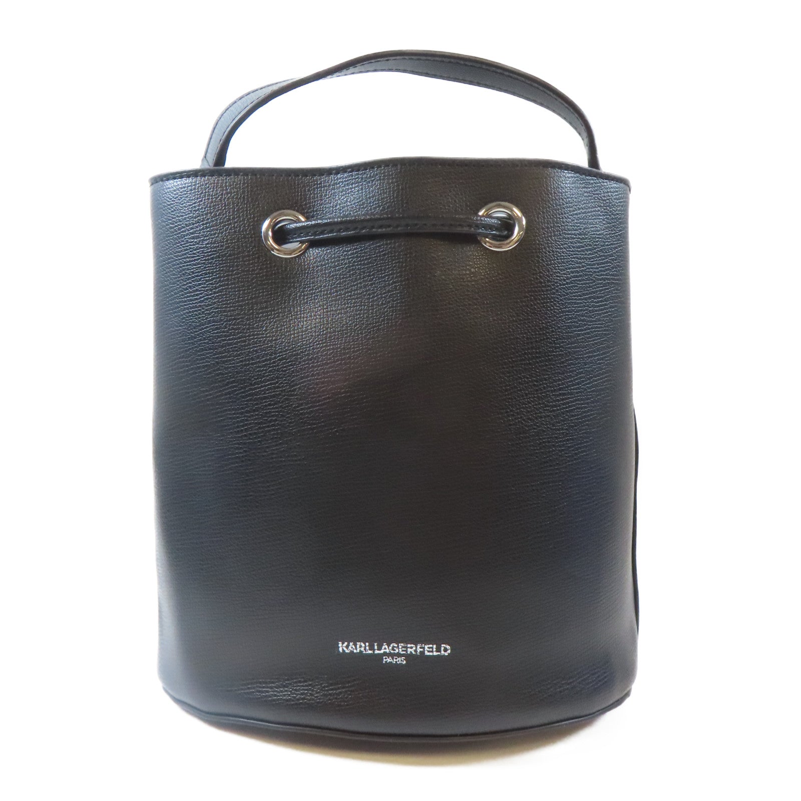 KARL LAGERFELD 牛皮皮革Karl Lagerfeld 2 Way Bucket Bag銀扣手挽肩背兩用袋黑色