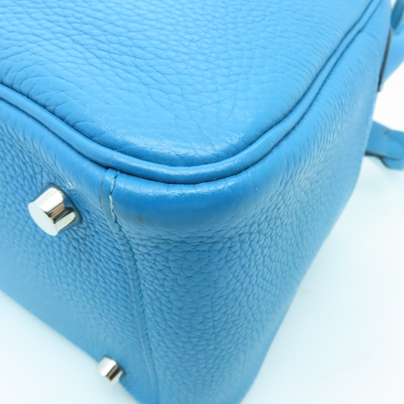 HERMES 【清倉大減價】Clemence皮革Lindy 26銀扣手挽肩背兩用袋Turquoise綠松石色