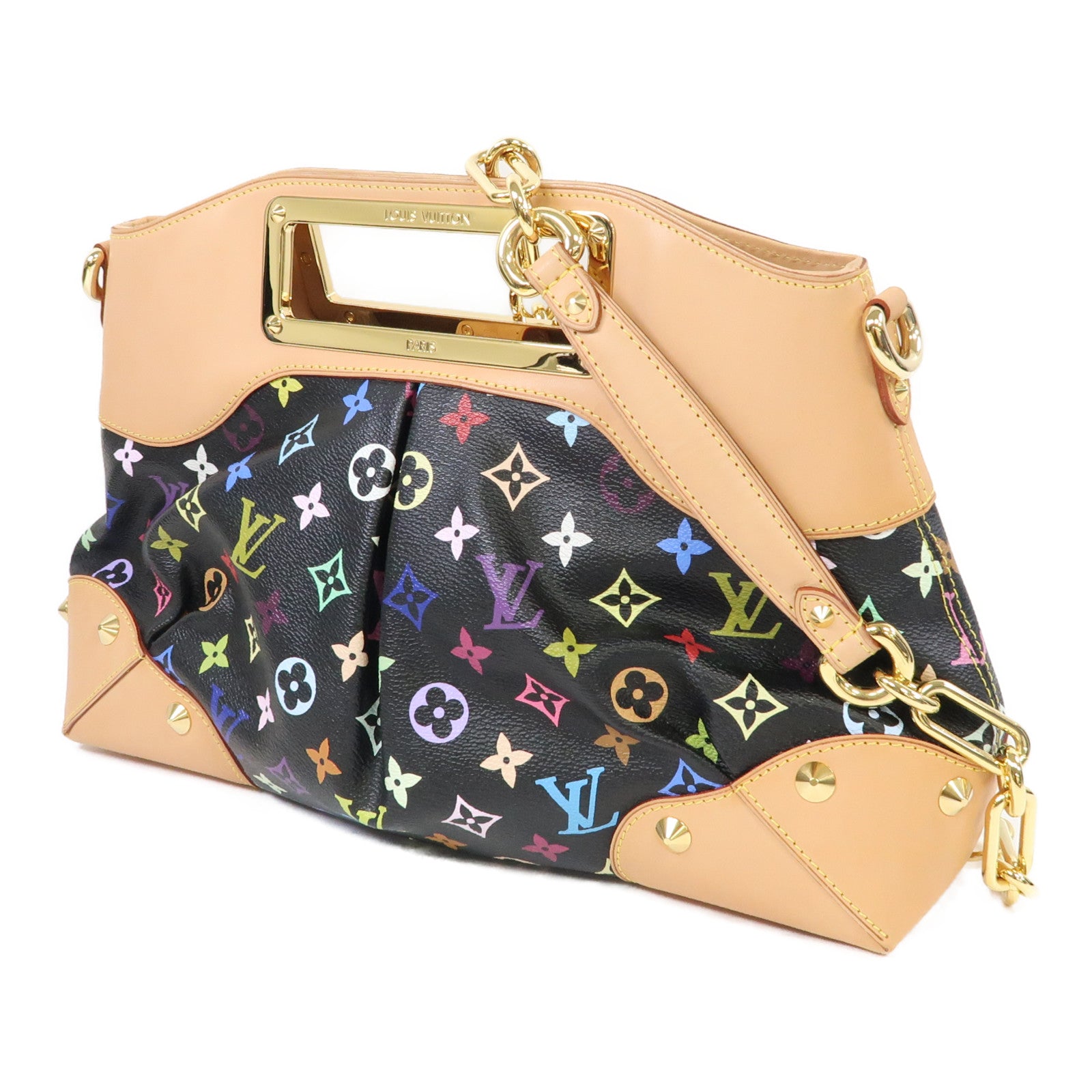 LOUIS VUITTON Monogram Multicolore Judy MM金扣手挽肩背兩用袋黑色