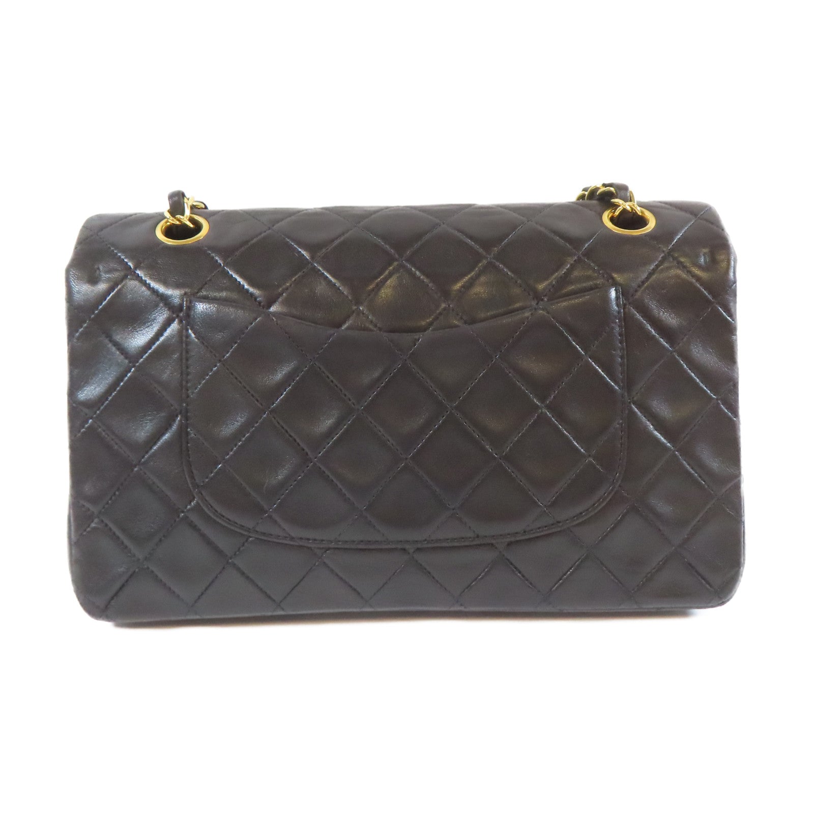 CHANEL 菱格羊皮皮革Vintage Classic 25金扣鏈帶肩背袋黑色