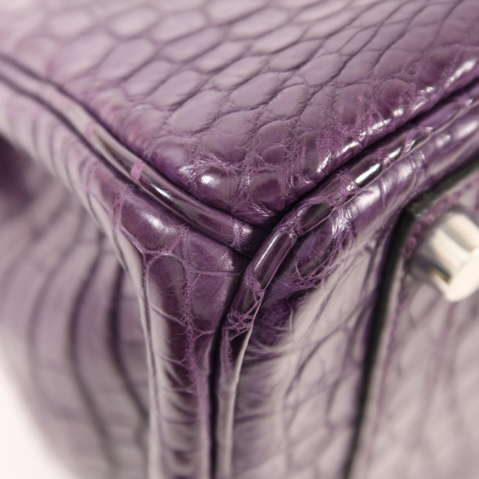 HERMES 鱷魚皮革Birkin 30銀扣手挽袋Amethyst