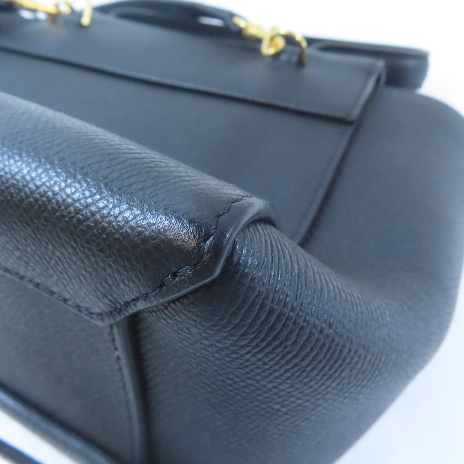 CELINE 牛皮皮革Nano Belt Bag金扣手挽肩背兩用袋黑色