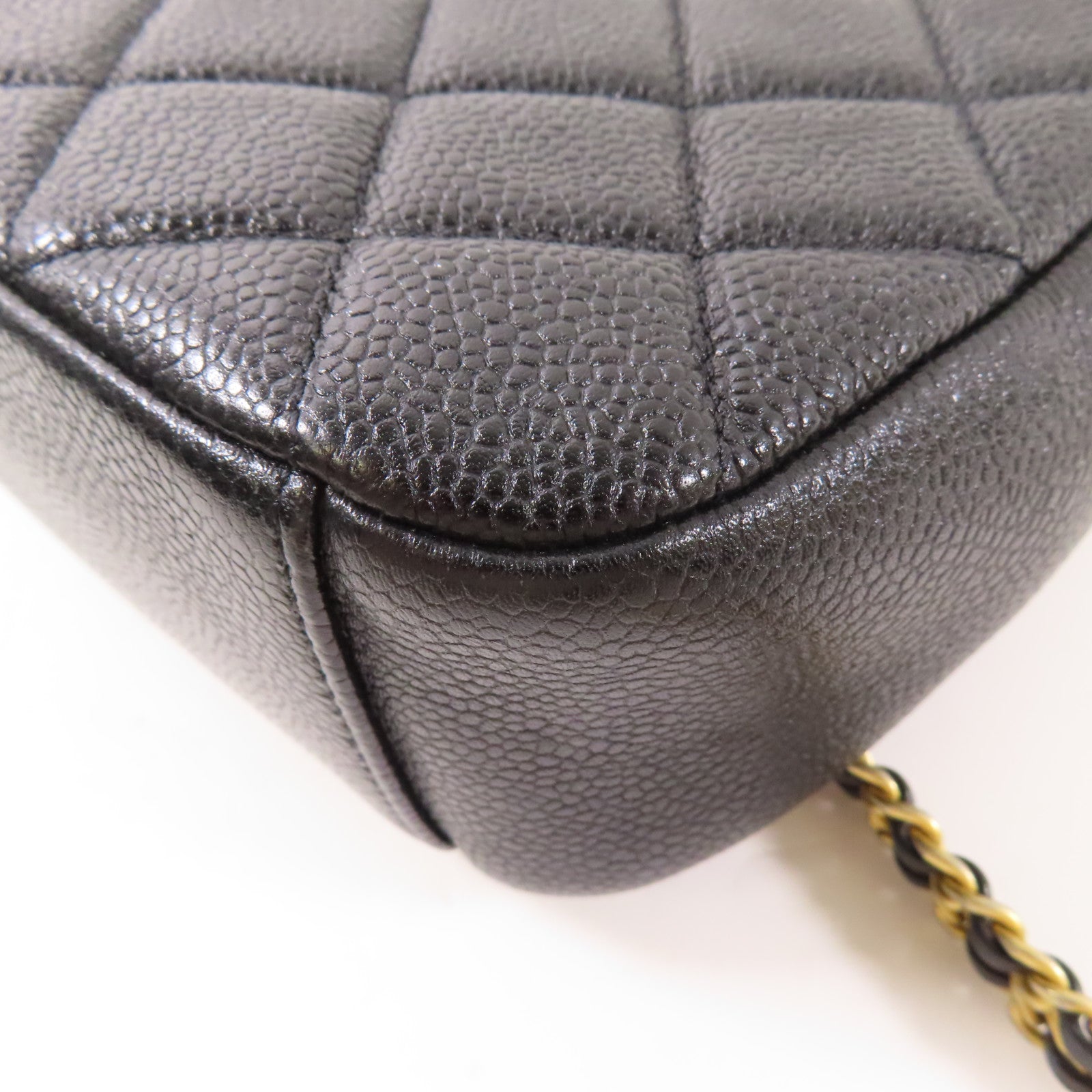 CHANEL 牛皮皮革Chain Shoulder金扣鏈帶肩背袋